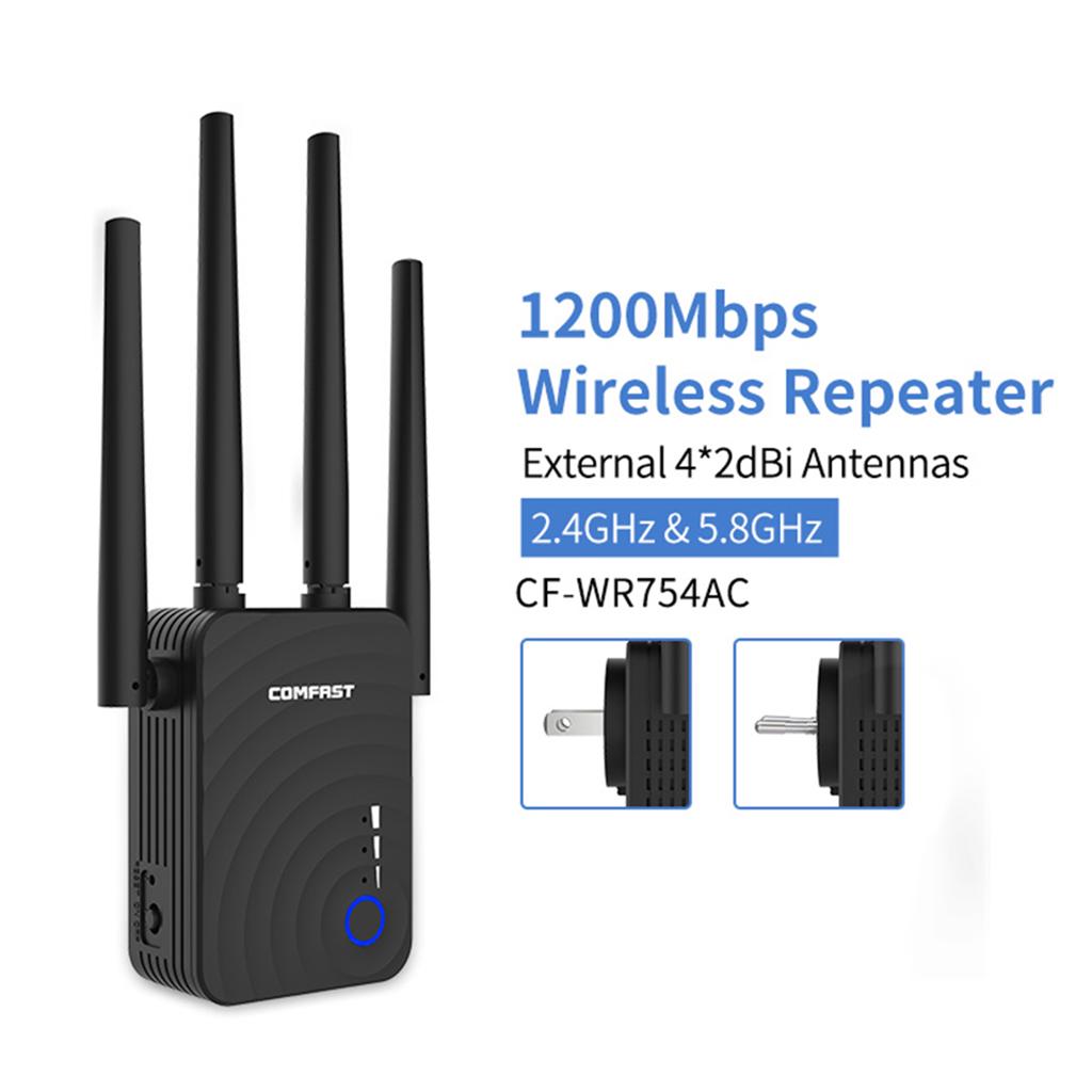 COMFAST 1200Mbps Wireless Booster 4 Antenna WIFI Range Extender EU Plug