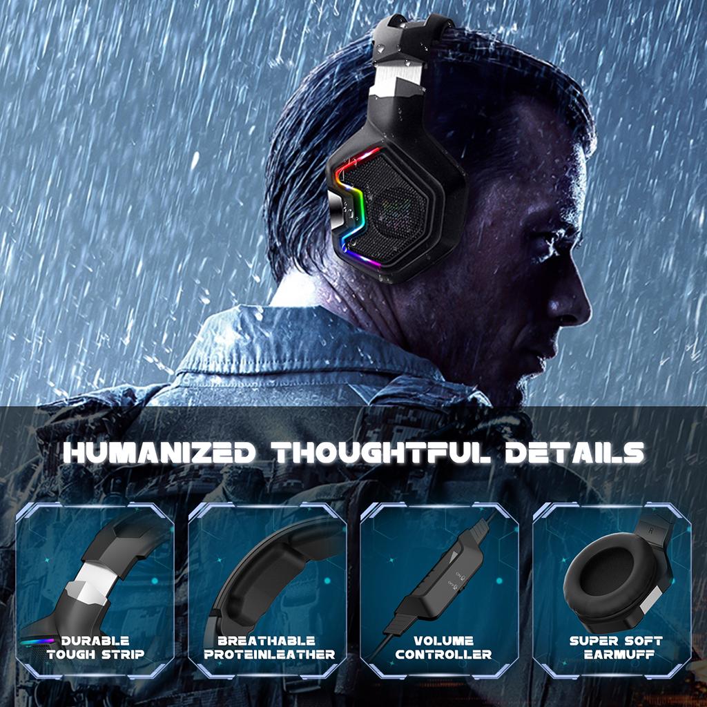 3.5mm Wired Gaming Headset Headphones With Microphone For PC Laptop Phone