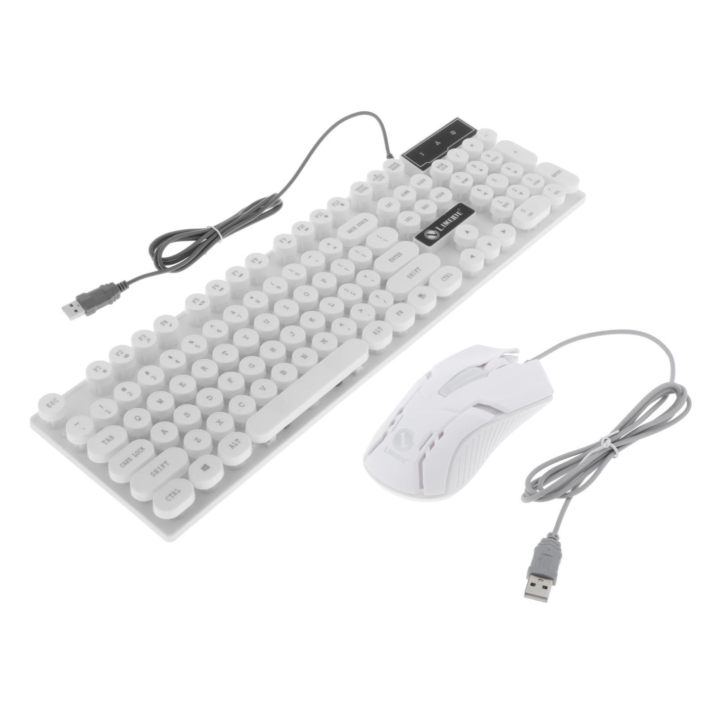 Wired Gaming Keyboard RGB Backlit Multimedia Keys punk  white
