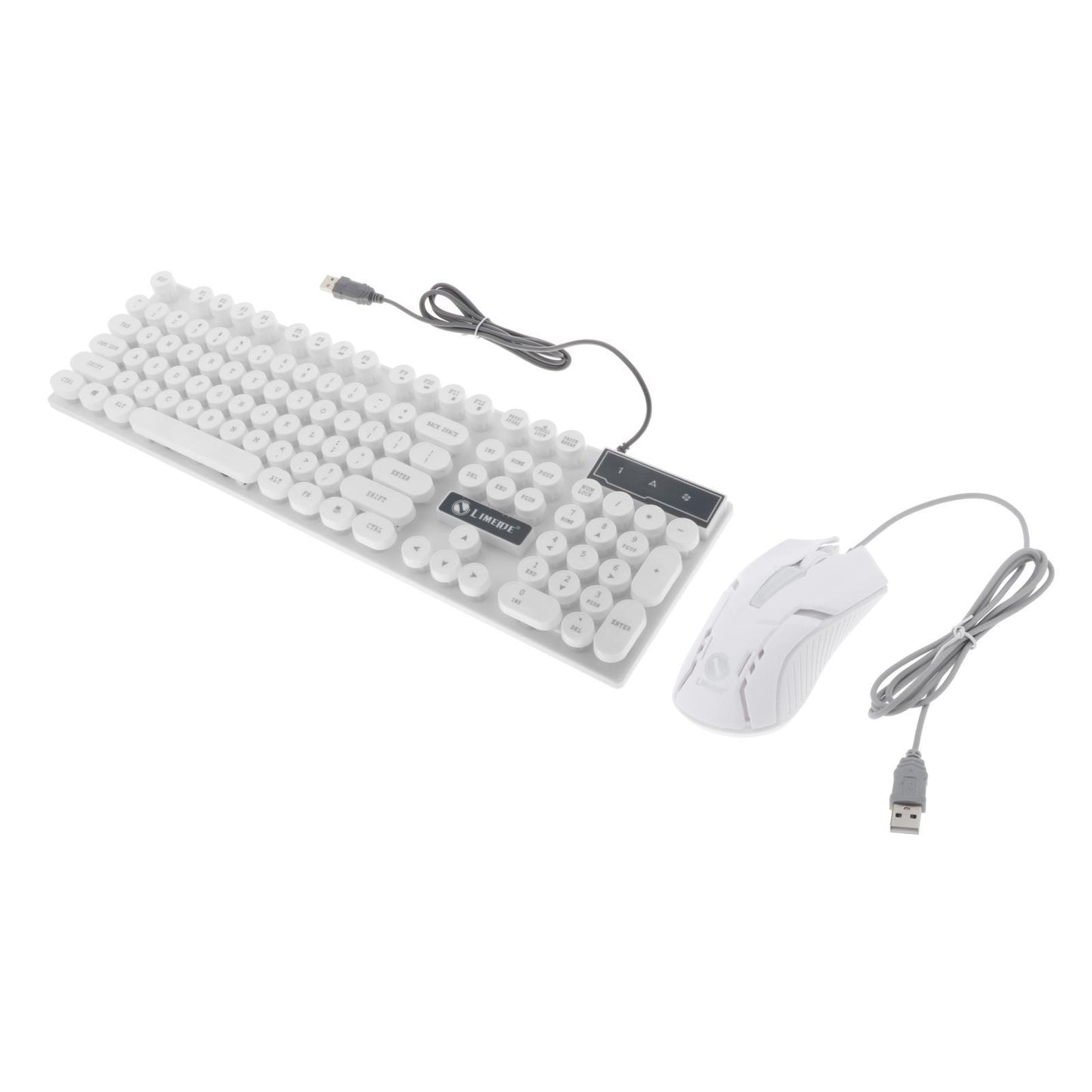 Wired Gaming Keyboard RGB Backlit Multimedia Keys punk  white
