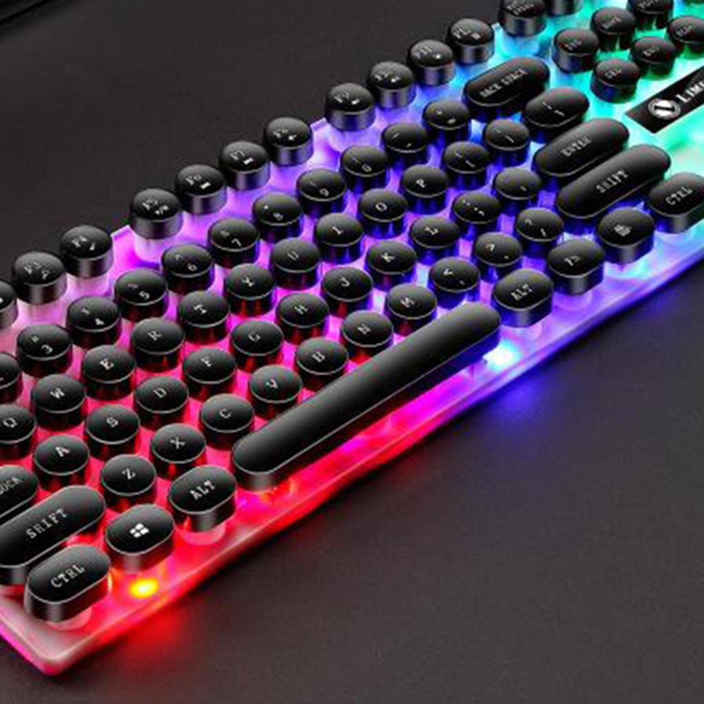 Wired Gaming Keyboard RGB Backlit Multimedia Keys punk  black
