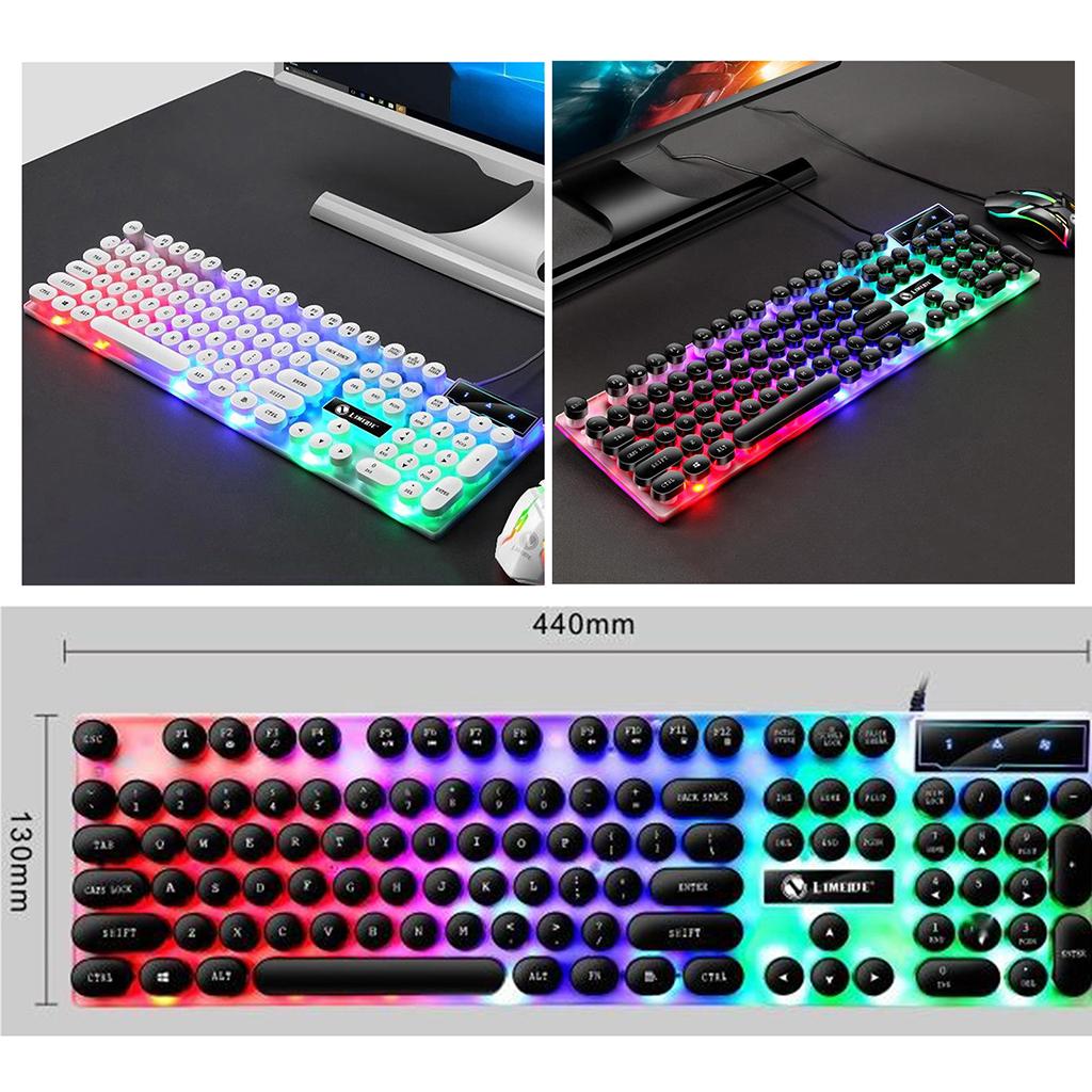 Wired Gaming Keyboard RGB Backlit Multimedia Keys punk  black