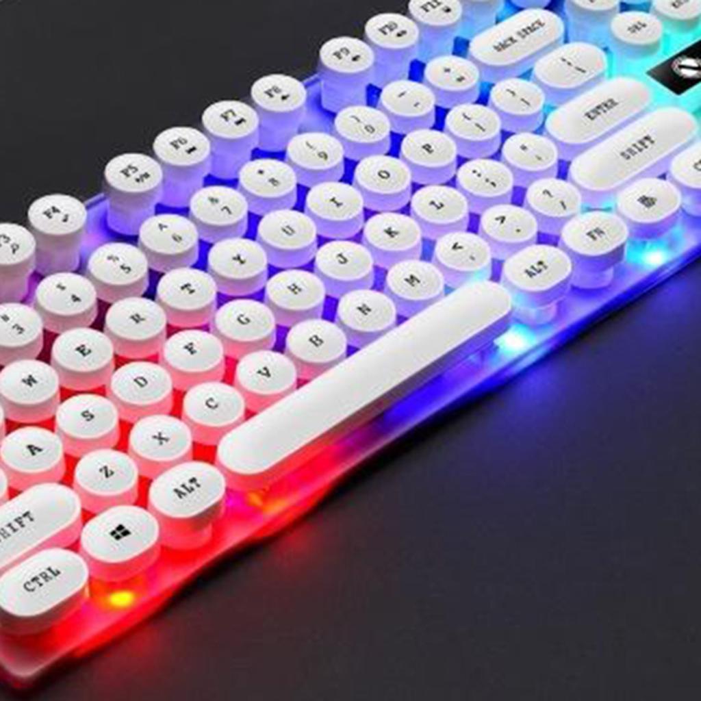 Wired Gaming Keyboard RGB Backlit Multimedia Keys punk   white 2