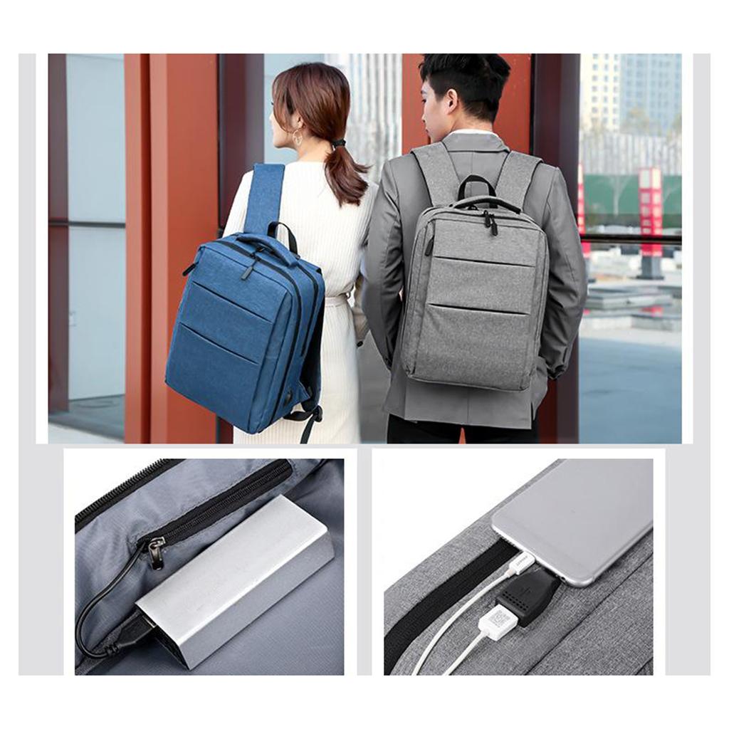 Laptop Backpack Business Travel Computer Bag w/ USB Charging Port  Gray