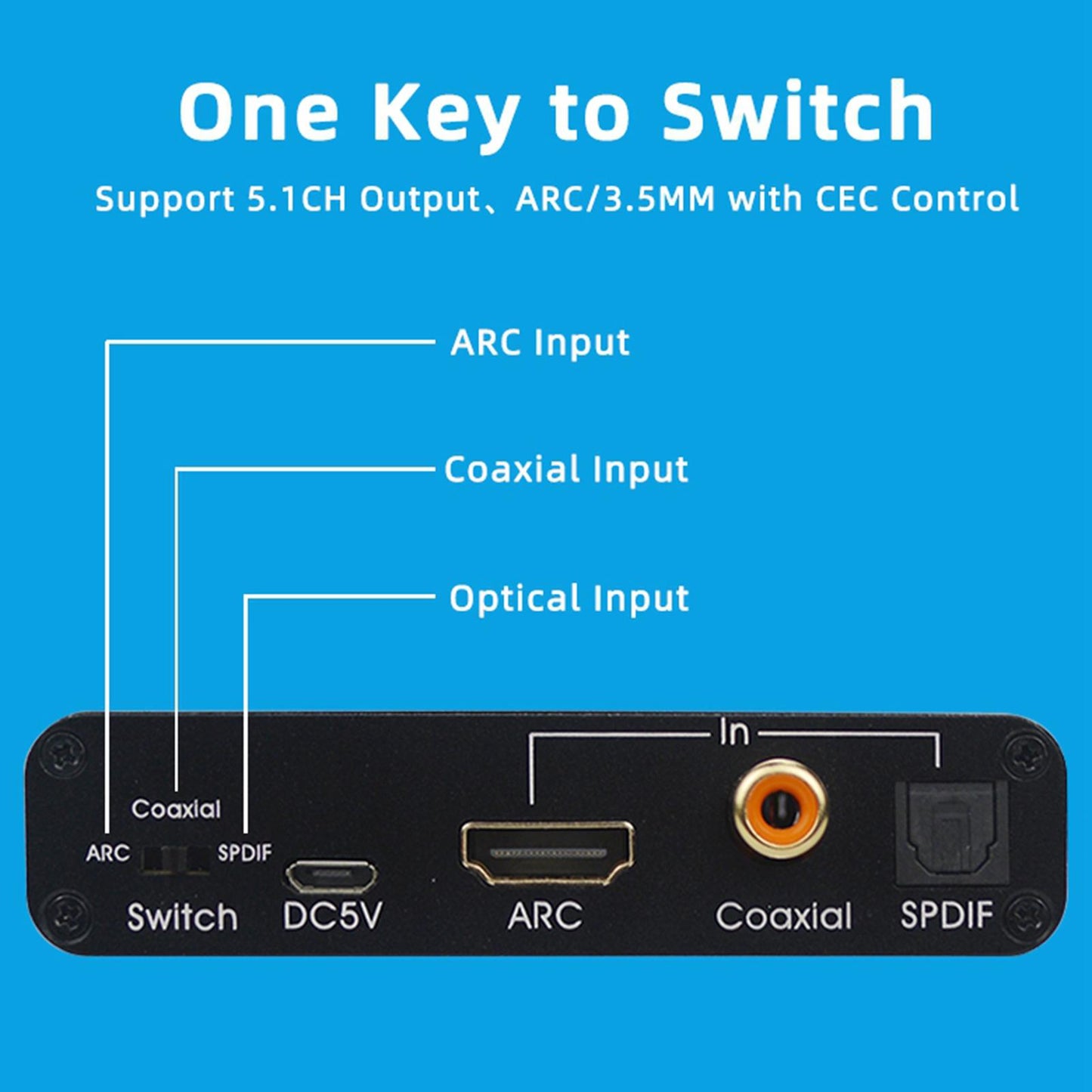 ARC Audio Extractor Adapter DAC Converter Selector 3.5mm L/R Stereo Audio