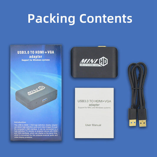 USB to HDMI + VGA Adapter Converter Switch Dual Display Output Compact