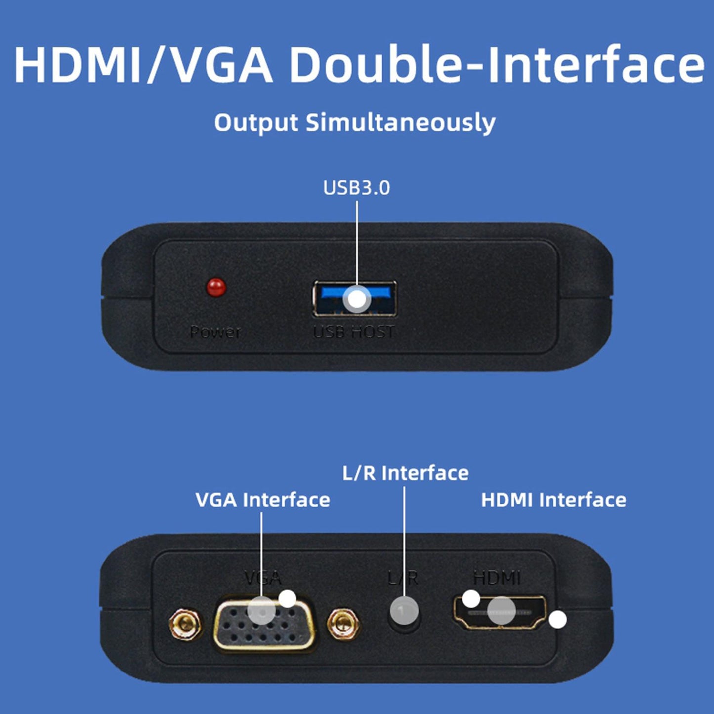 USB to HDMI + VGA Adapter Converter Switch Dual Display Output Compact