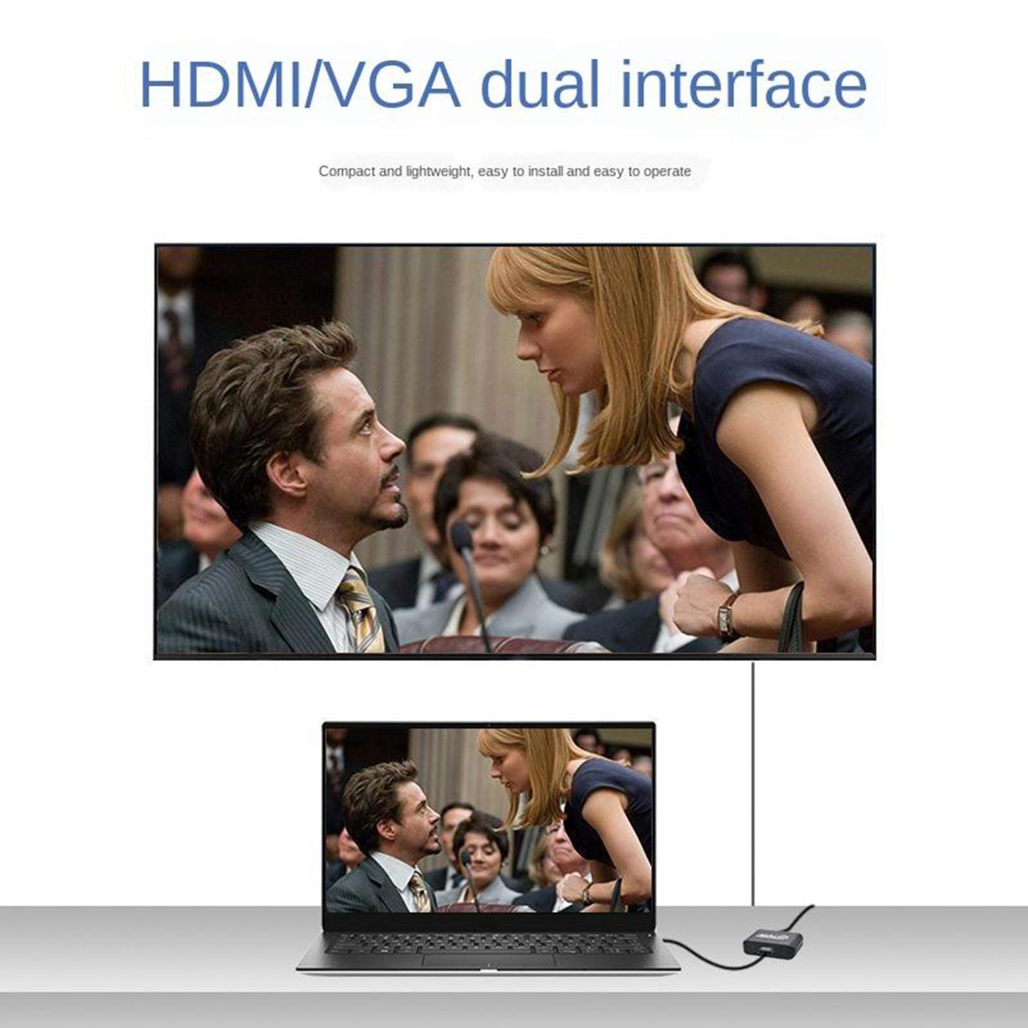 USB to HDMI + VGA Adapter Converter Switch Dual Display Output Compact