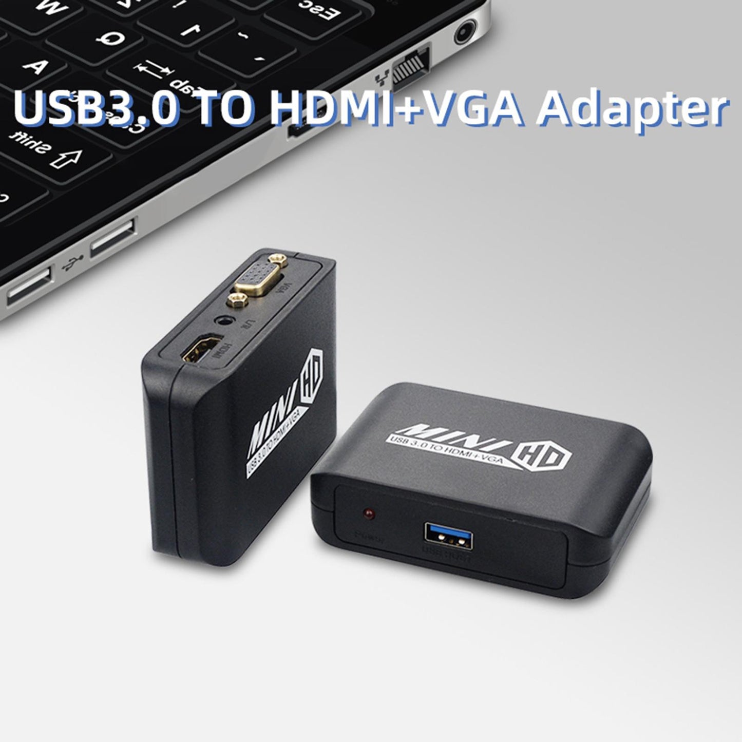 USB to HDMI + VGA Adapter Converter Switch Dual Display Output Compact