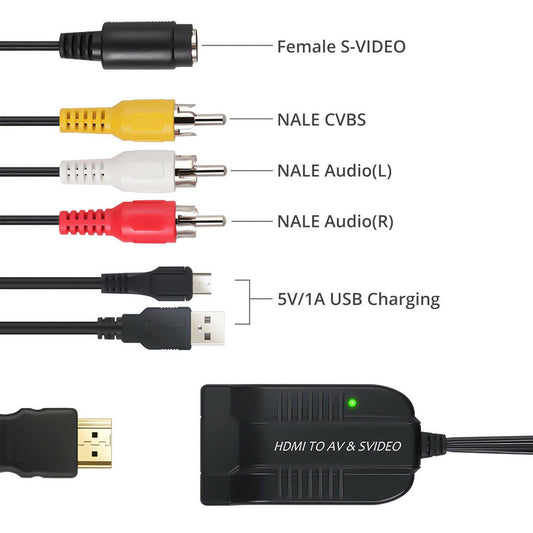 HDMI to Male AV CVBS Famale S-video Audio Video Adapter R/L Audio Video Box
