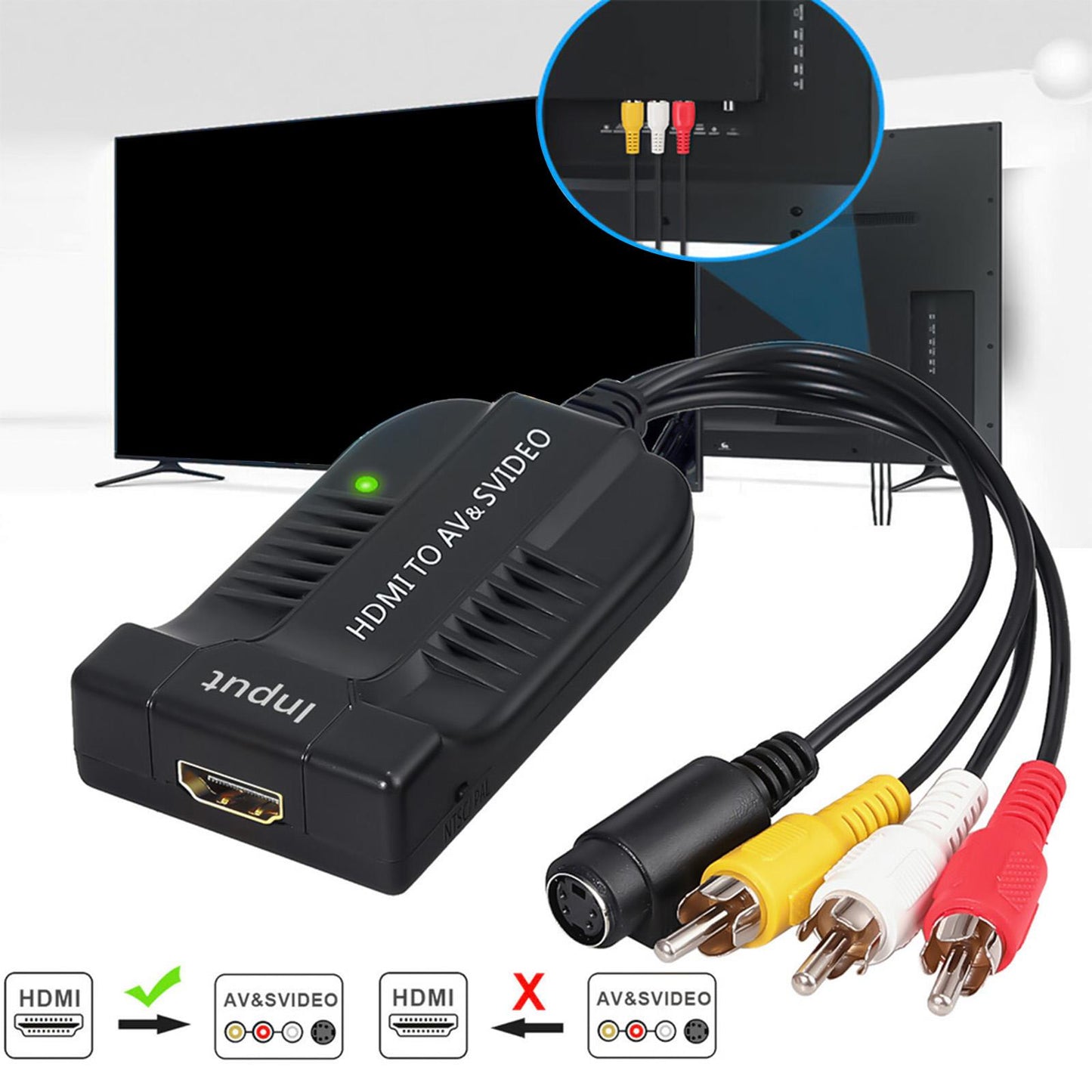 HDMI to Male AV CVBS Famale S-video Audio Video Adapter R/L Audio Video Box