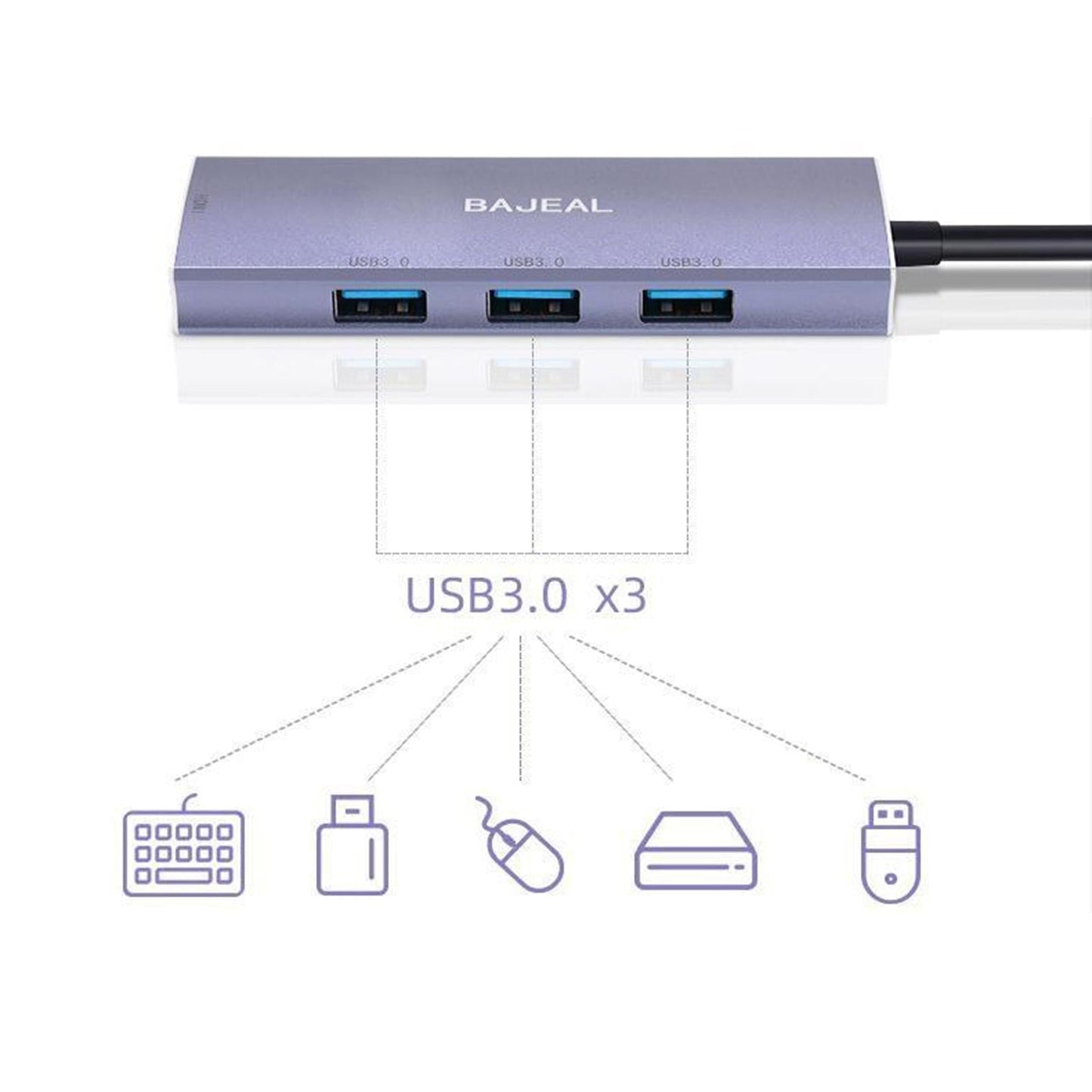 Type C to PD Charging USB-C 4K HDMI USB Hub Adapter Cable for Macbook