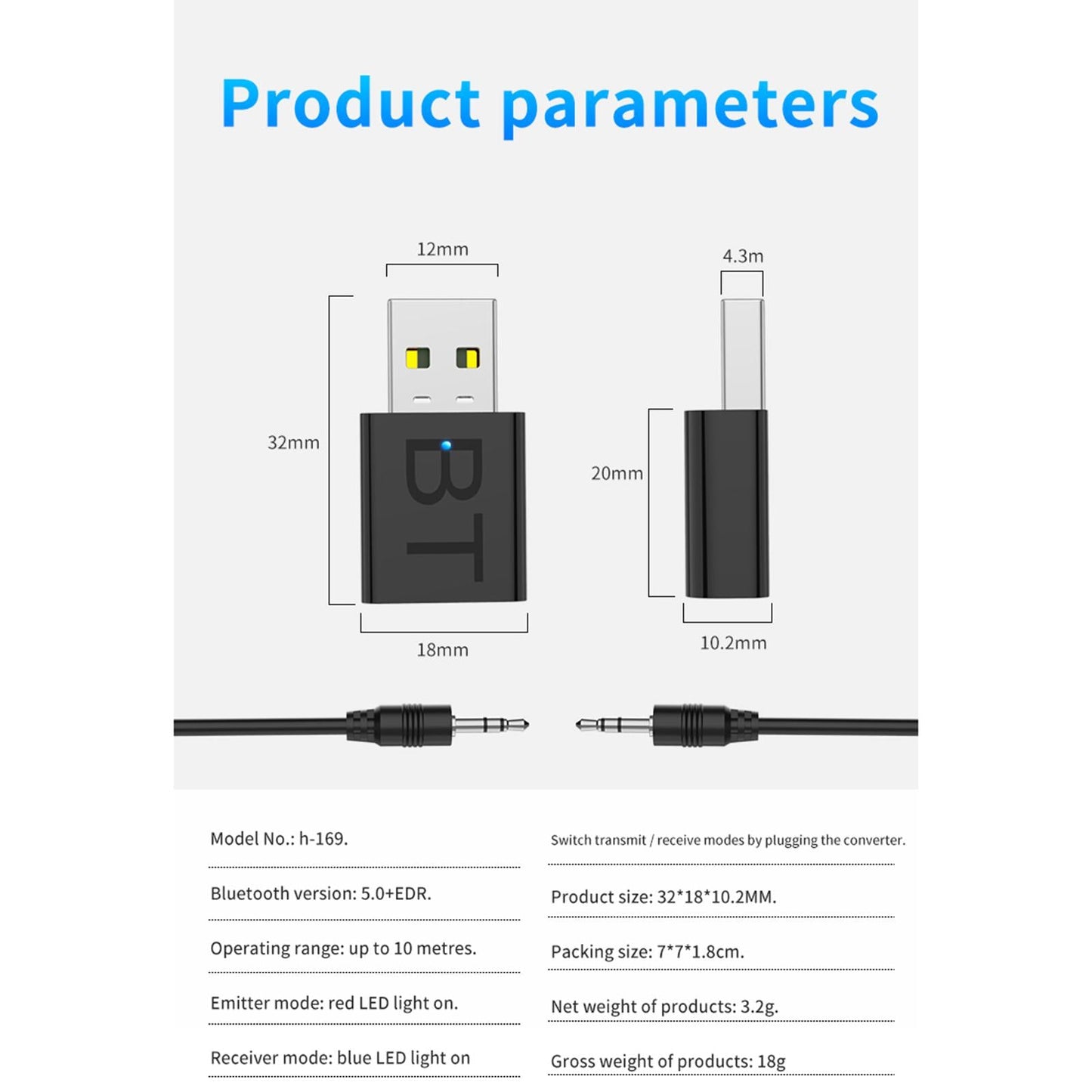 Mini USB  Adapter Wireless Dongle V5.0 for Win 7 8 10 PC Laptop