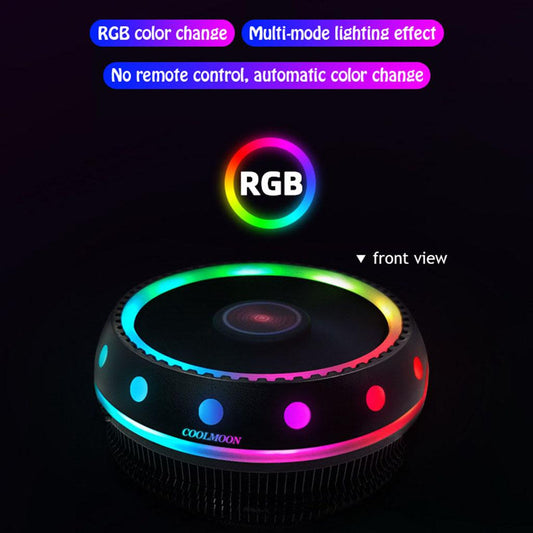 Computer RGB CPU Cooler Fan Quiet Radiator Detachable for Intel LGA AM2 AM3+