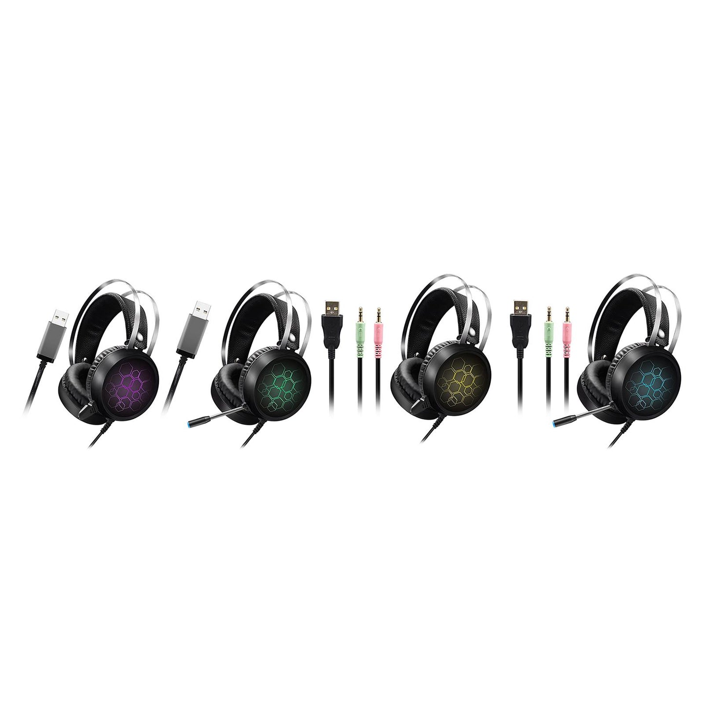 LED Wired Gaming Headset Deep Bass with Mic For PS4 PC 3.5mm Short Mic