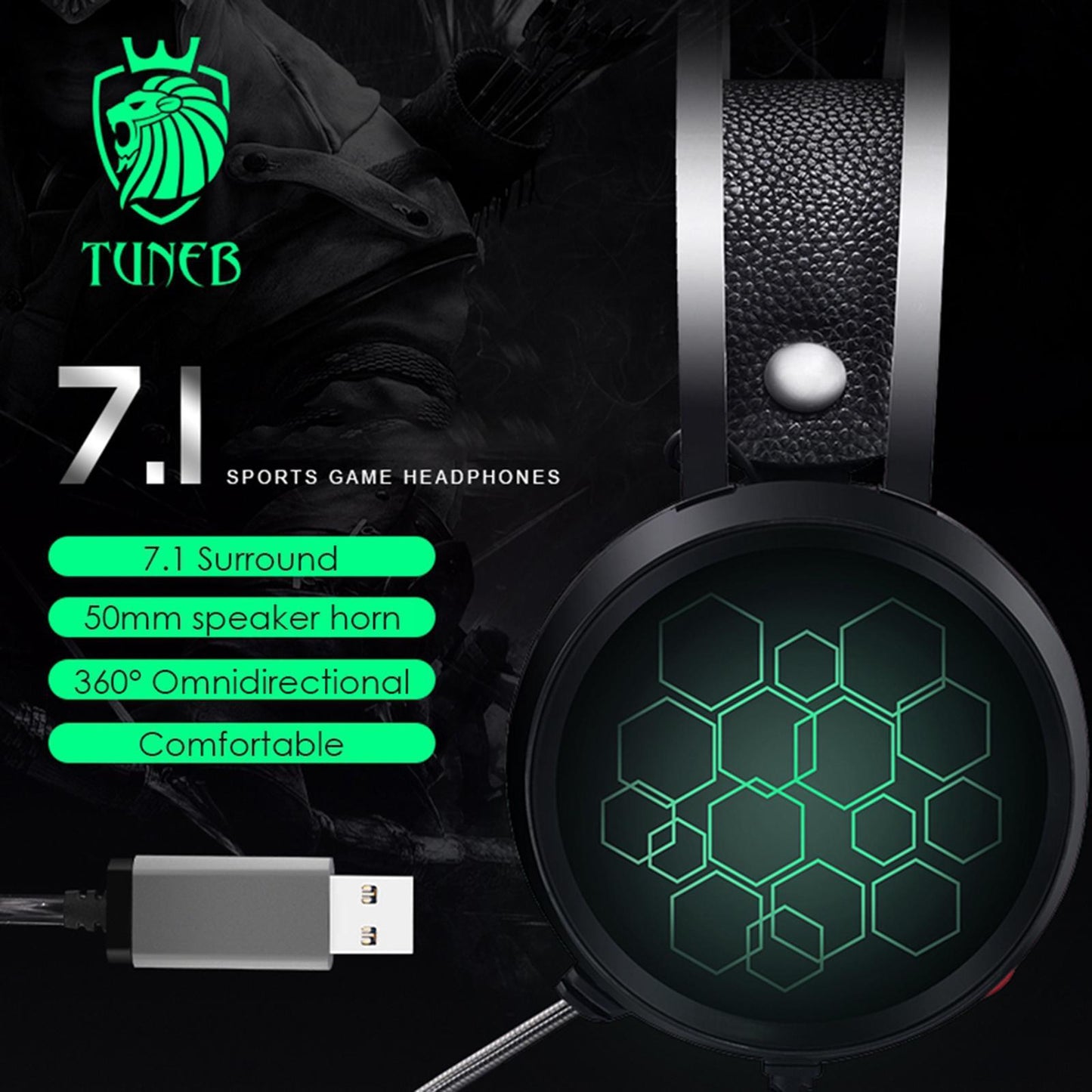 LED Wired Gaming Headset Deep Bass with Mic For PS4 PC 7.1 USB Short Mic