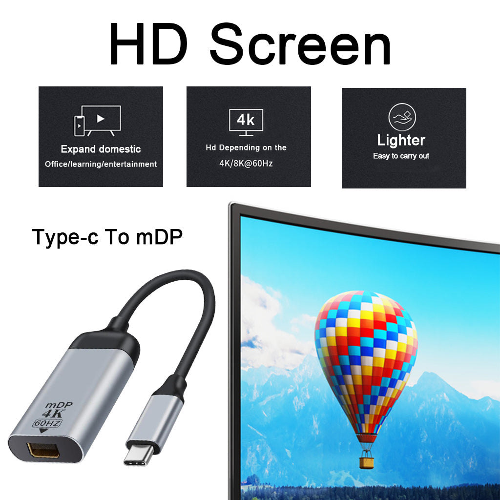 Type-C USB C to HDMI/DP/Mini DP/VGA Cable Adapter mDP Mini DP 1.2 4k
