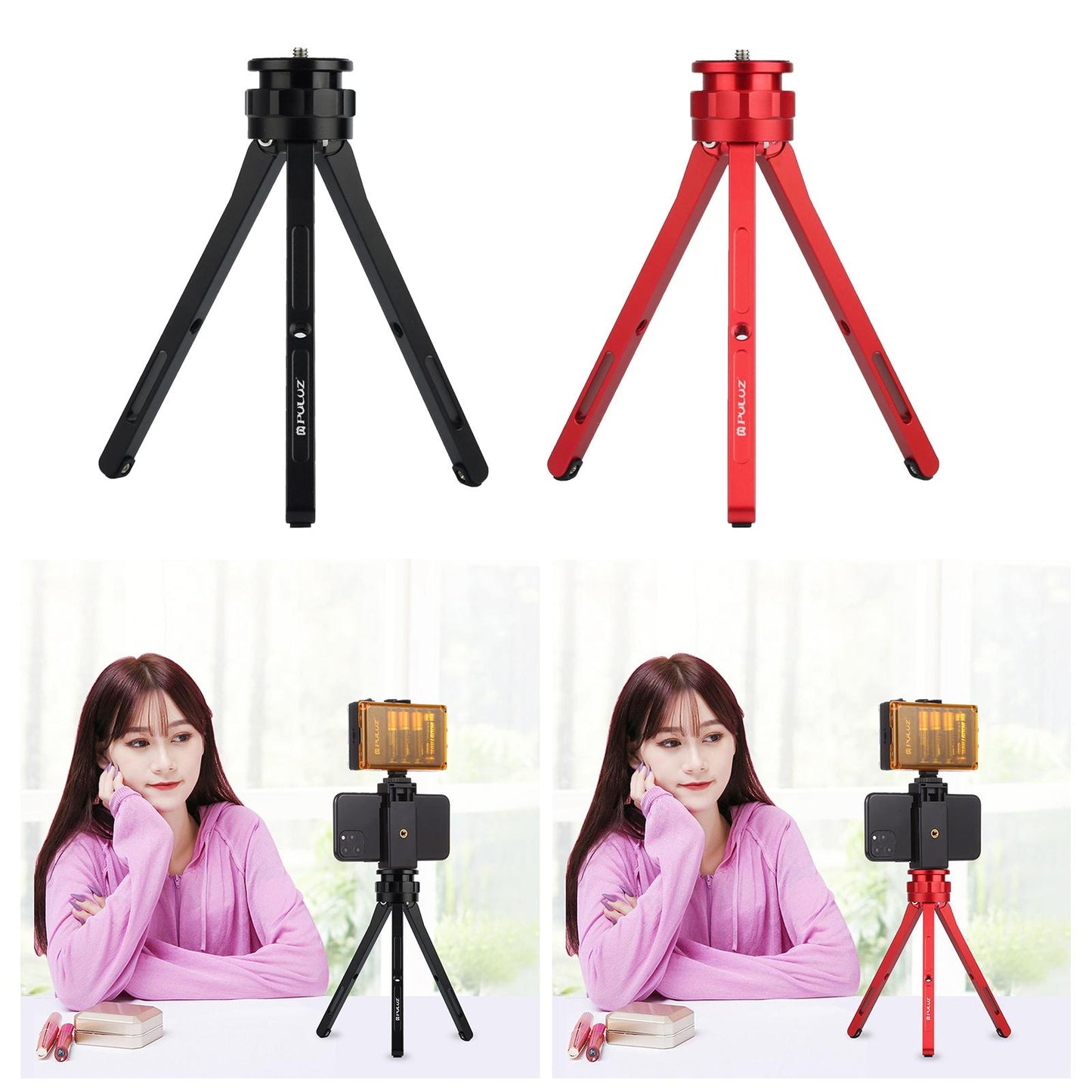 Adjustable Travel Quick Release Tabletop Mini Tripod Stand Red