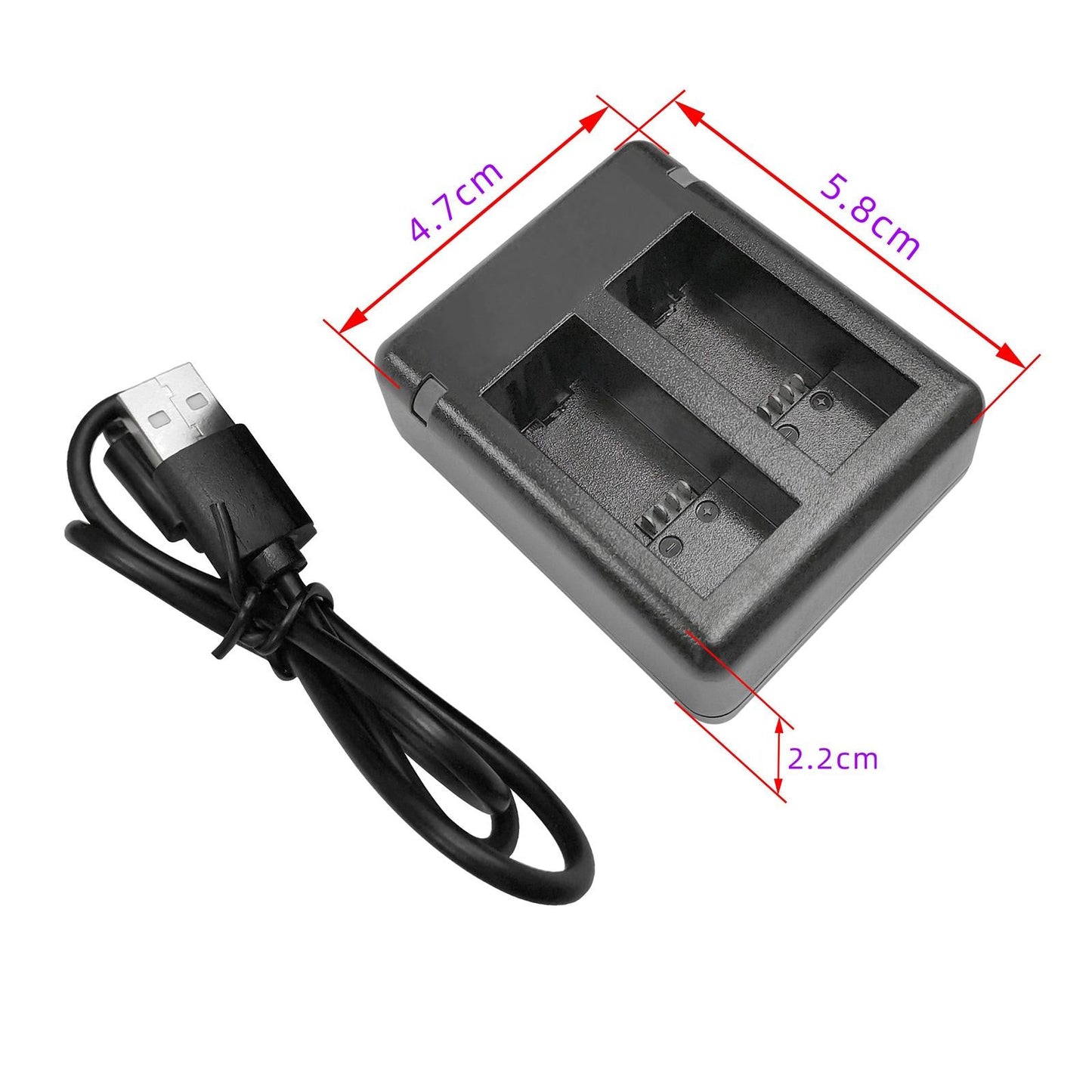 2-Pack Batteries 1720mAh  Charger for GoPro9 2 Way Charger