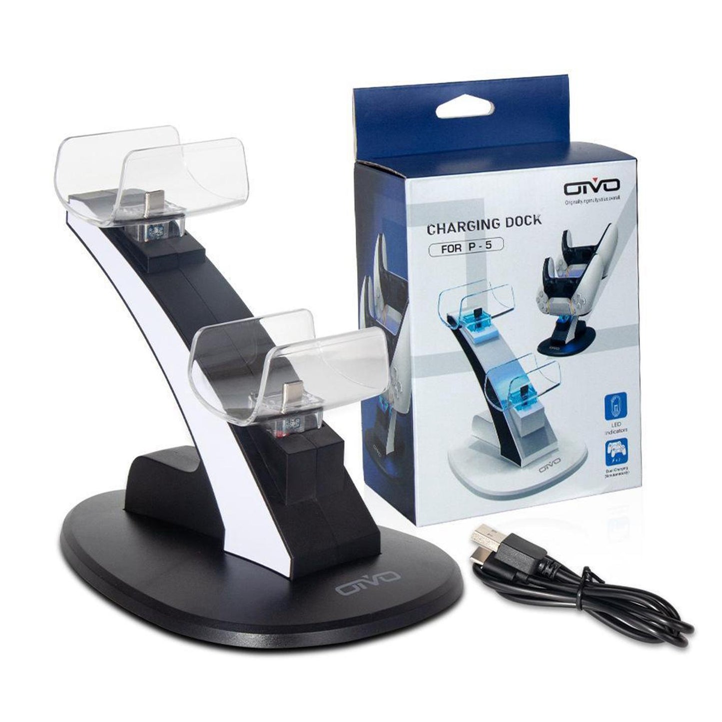 Fast Charging Charging Station Charger Dock Dual for PS5 Black