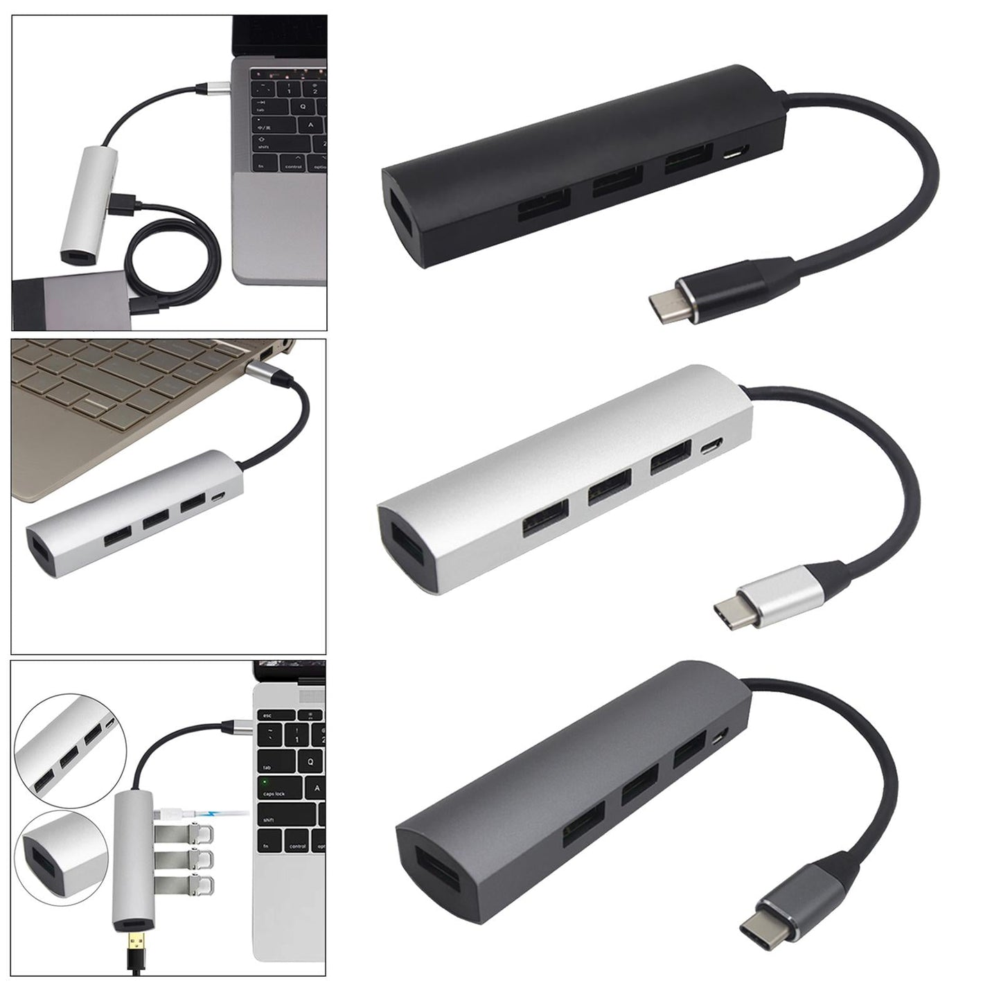 USB Type-C Hub Connectors USB 3.0 2.0 Adapter Cable for MacBook Black