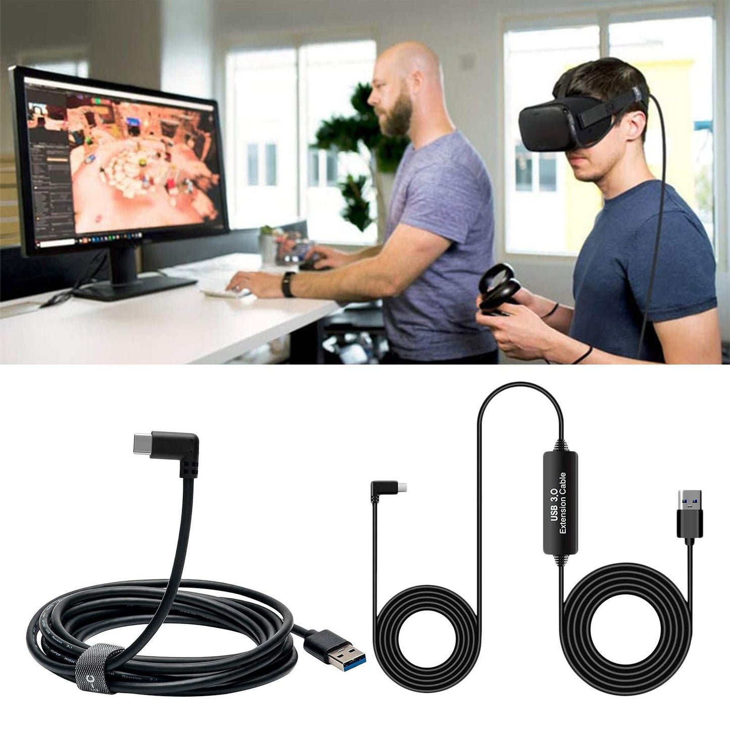 16ft Type-C to USB 3.0 Link Cable for Oculus Quest with Relay Amplifier