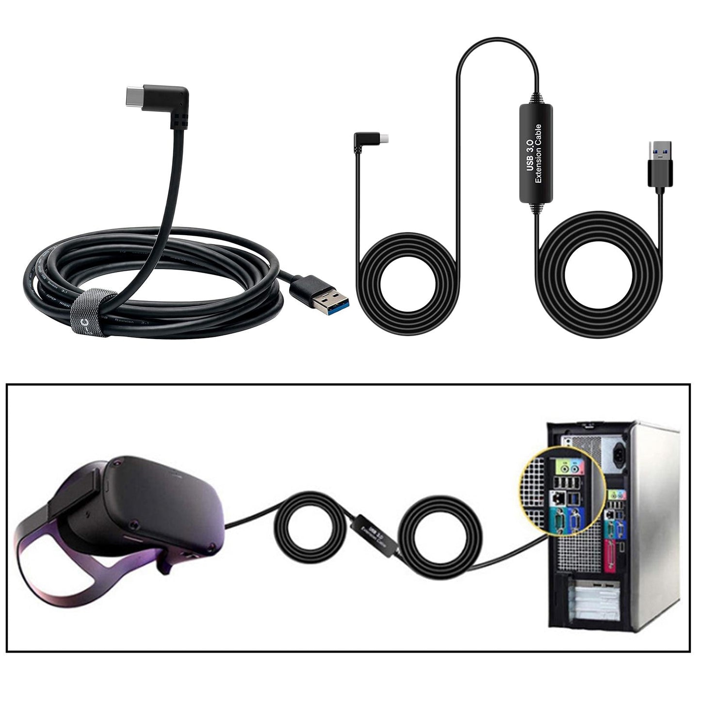 16ft Type-C to USB 3.0 Link Cable for Oculus Quest with Relay Amplifier