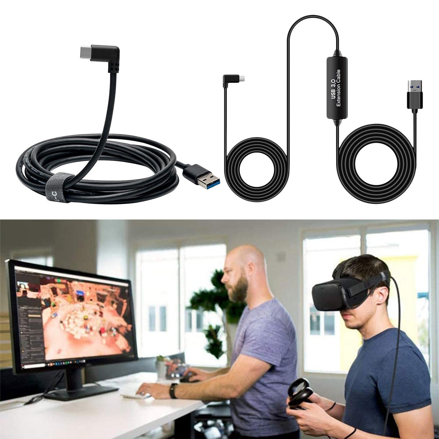 16ft Type-C to USB 3.0 Link Cable for Oculus Quest with Relay Amplifier