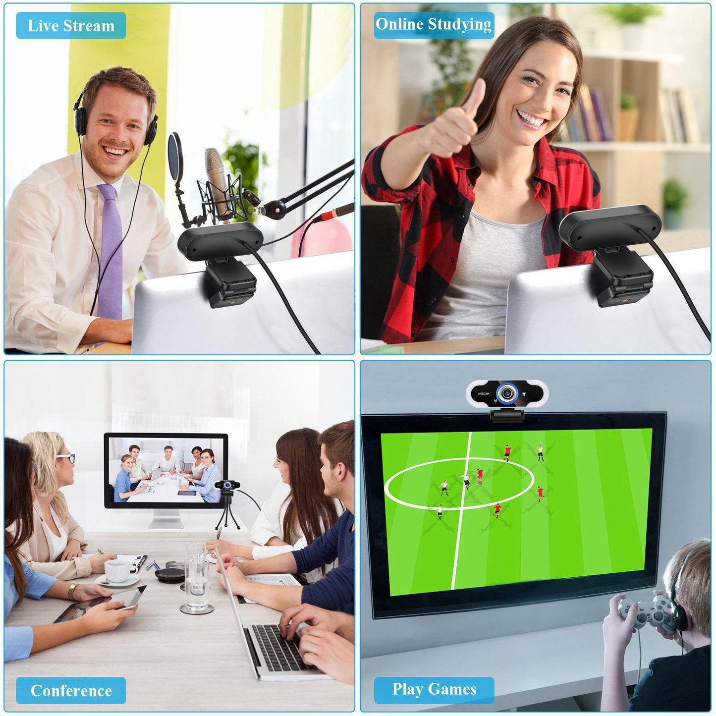 1080P Full HD Webcam with Microphone USB 2.0 Conference Camera for Computer