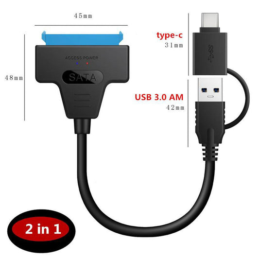 USB 3.0 to 2.5 SATA 22-Pin Hard Drive Adapter Cable Support UASP 20cm"