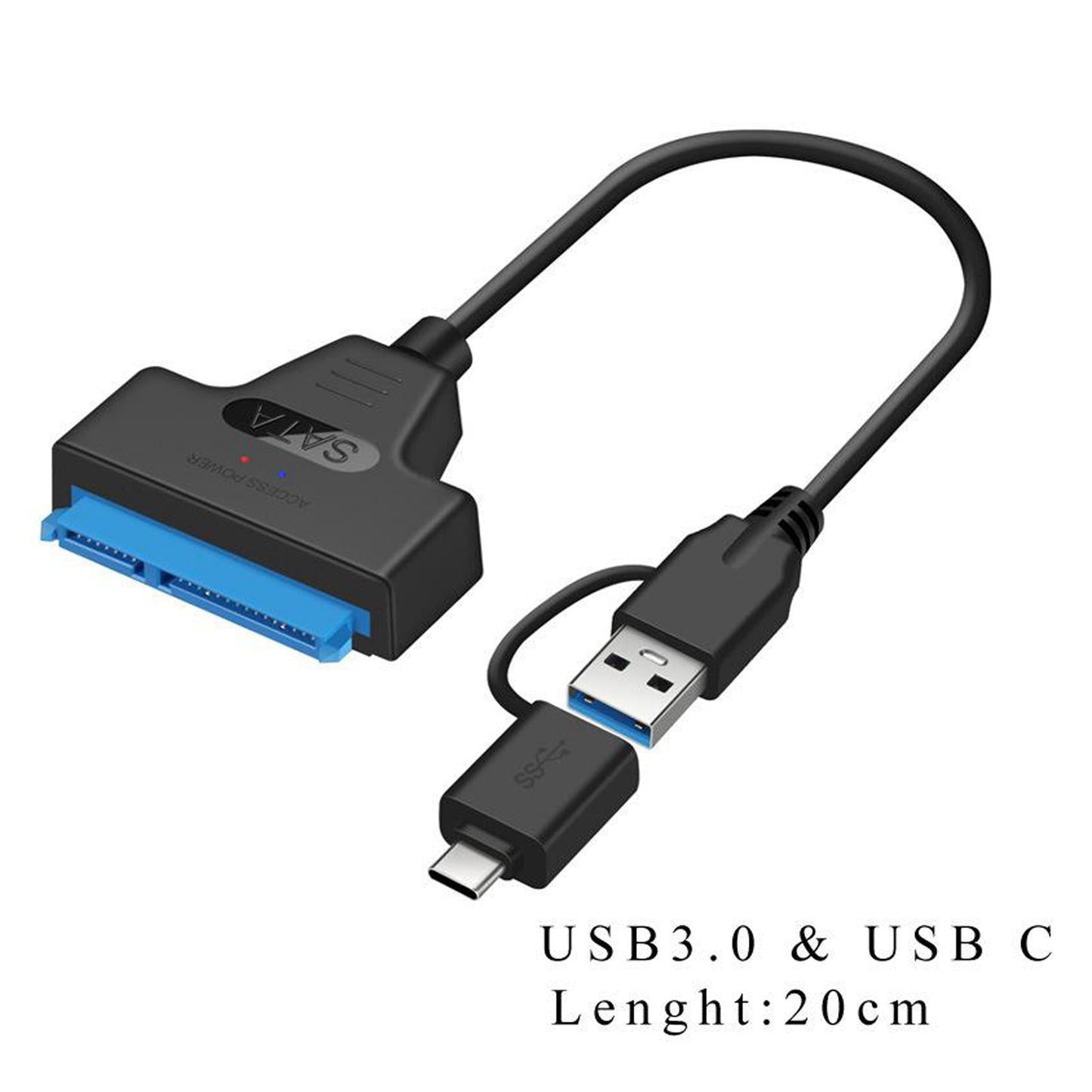 USB 3.0 to 2.5 SATA 22-Pin Hard Drive Adapter Cable Support UASP 20cm"