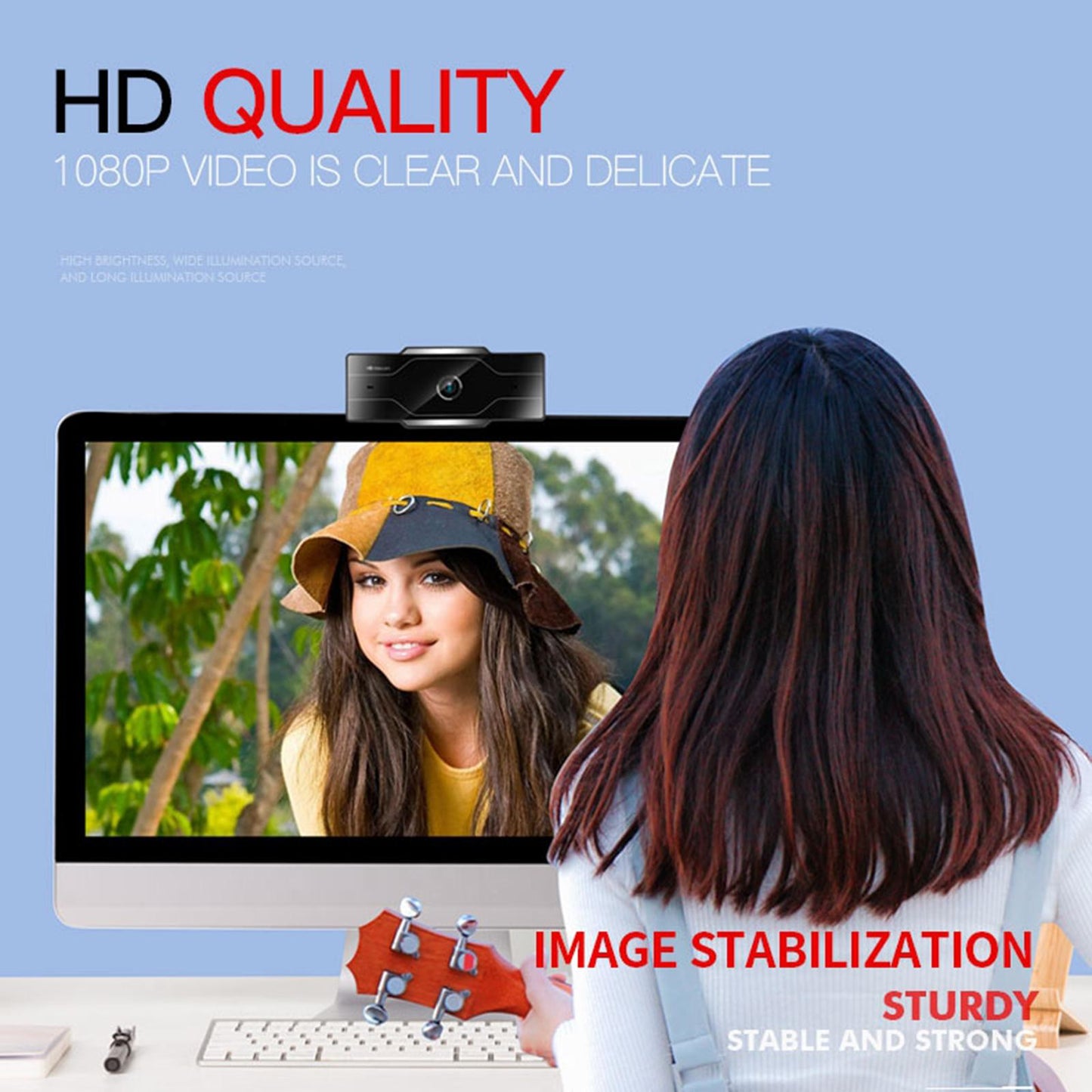 Webcam HD Web Camera Cam Microphone For PC Laptop 720P Silver with Lid