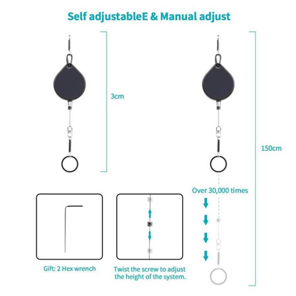 Set of 6 Premium VR Cable Management Ceiling Pulley System Heavy Duty Black