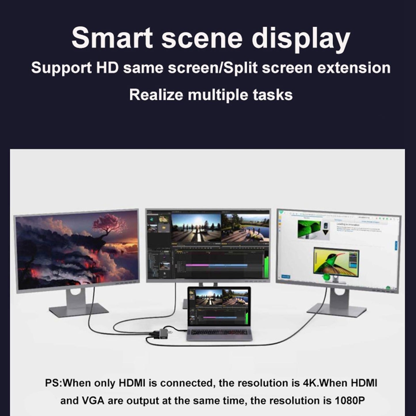 Durable 12-in-1 USB 3.0 C Hub HDMI Adapter Docking Station Super Speed