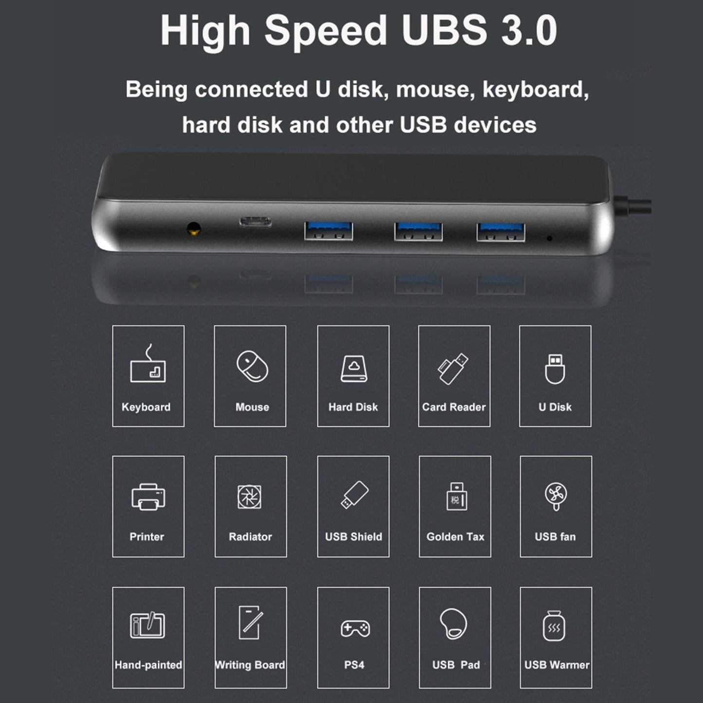 Durable 12-in-1 USB 3.0 C Hub HDMI Adapter Docking Station Super Speed