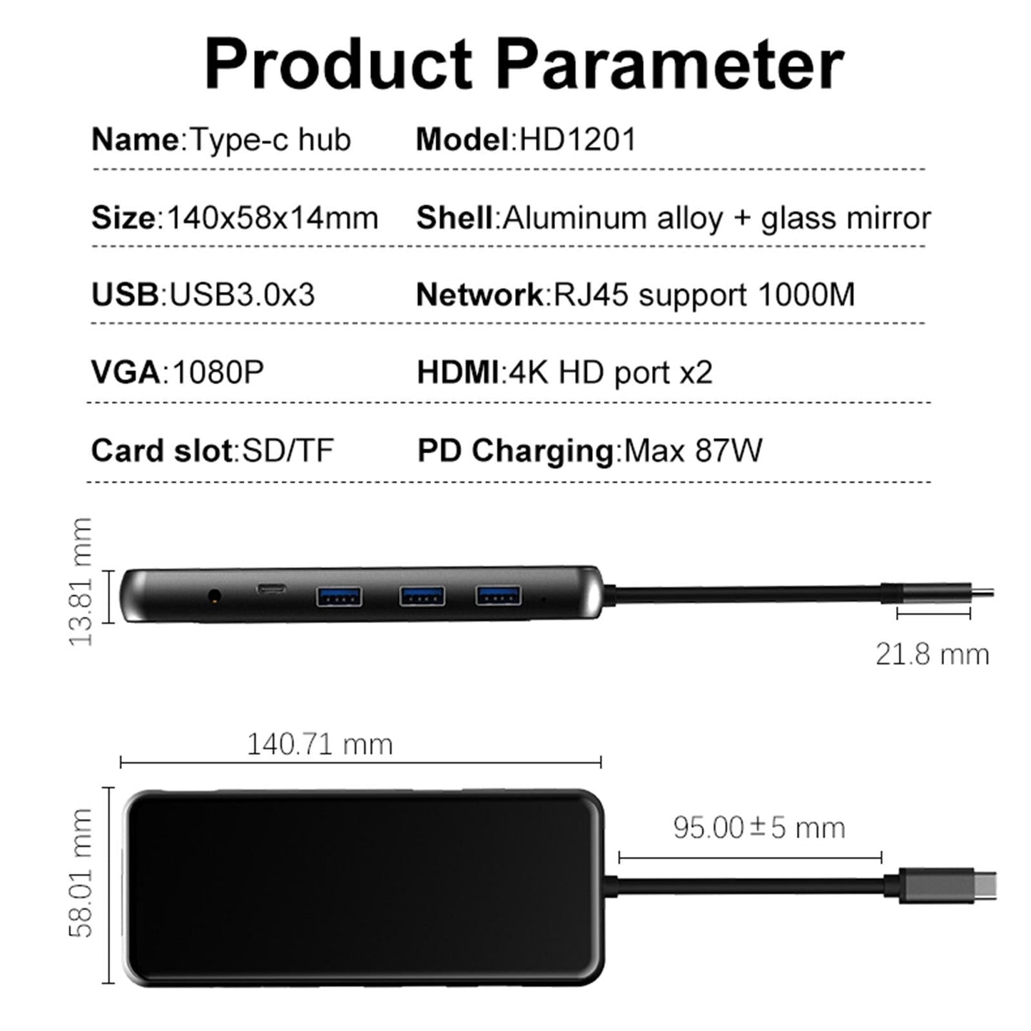 Durable 12-in-1 USB 3.0 C Hub HDMI Adapter Docking Station Super Speed