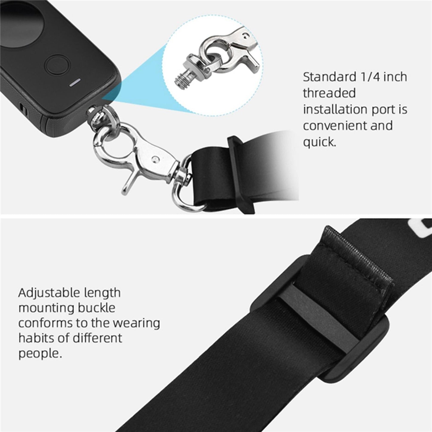 Neck Strap Camera Lanyard Sling For Insta360 ONE X/X2 Sport Camera Kit Black
