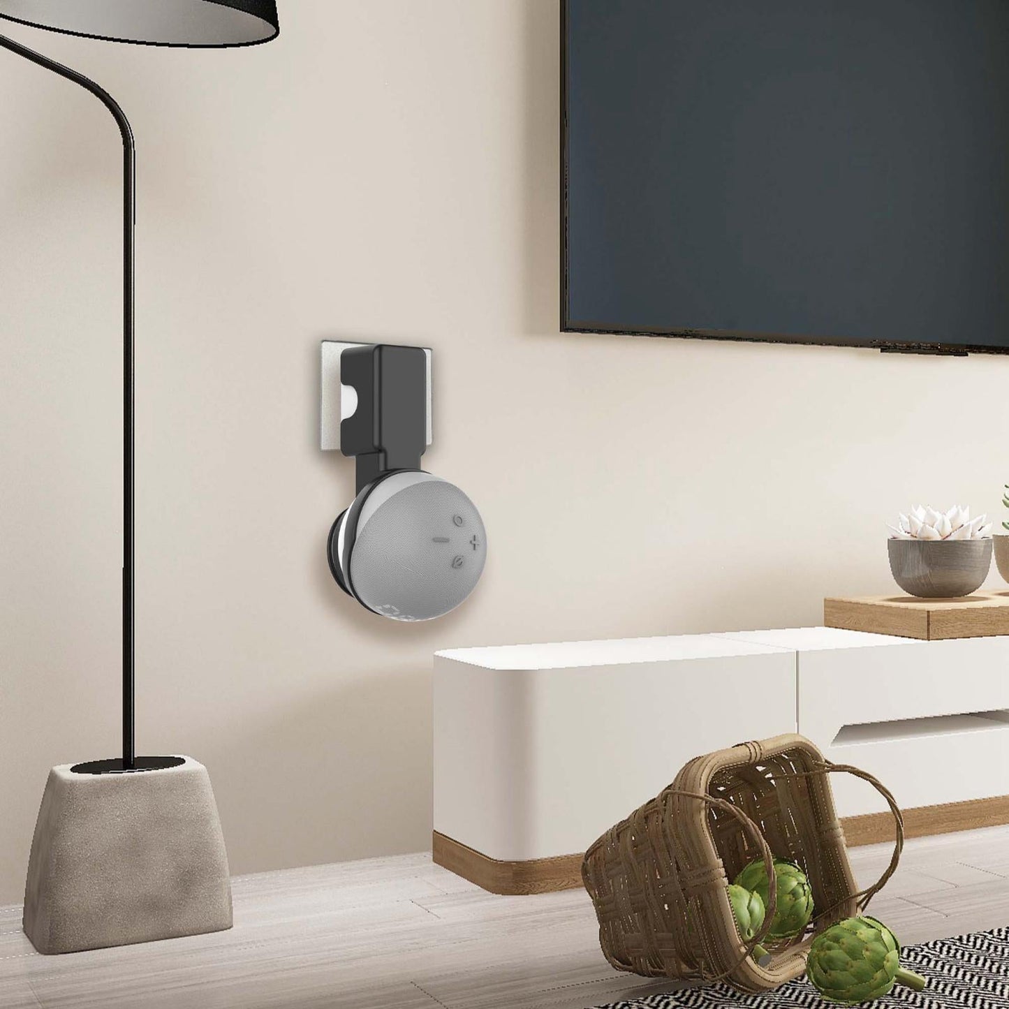 Wall Mount Shelf Bracket Stand for Amazon Echo Dot 4 4th Gen  black
