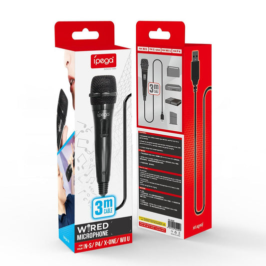 Black USB Handheld Game Microphone Singing MIC for PS4 Switch Plug & Play