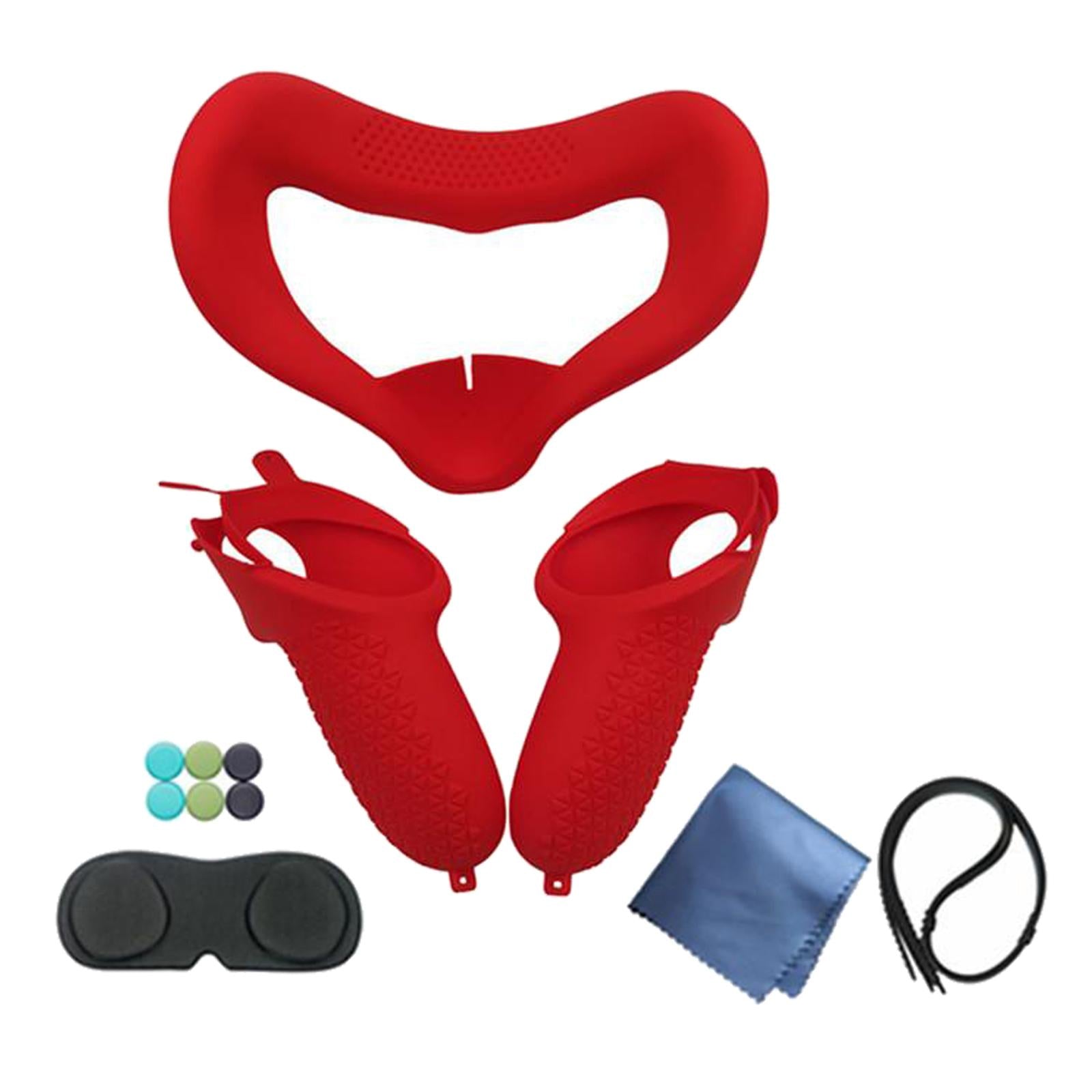 Silicone Eye Mask Cover Controller Grips For Oculus Quest 2 VR Headset Red
