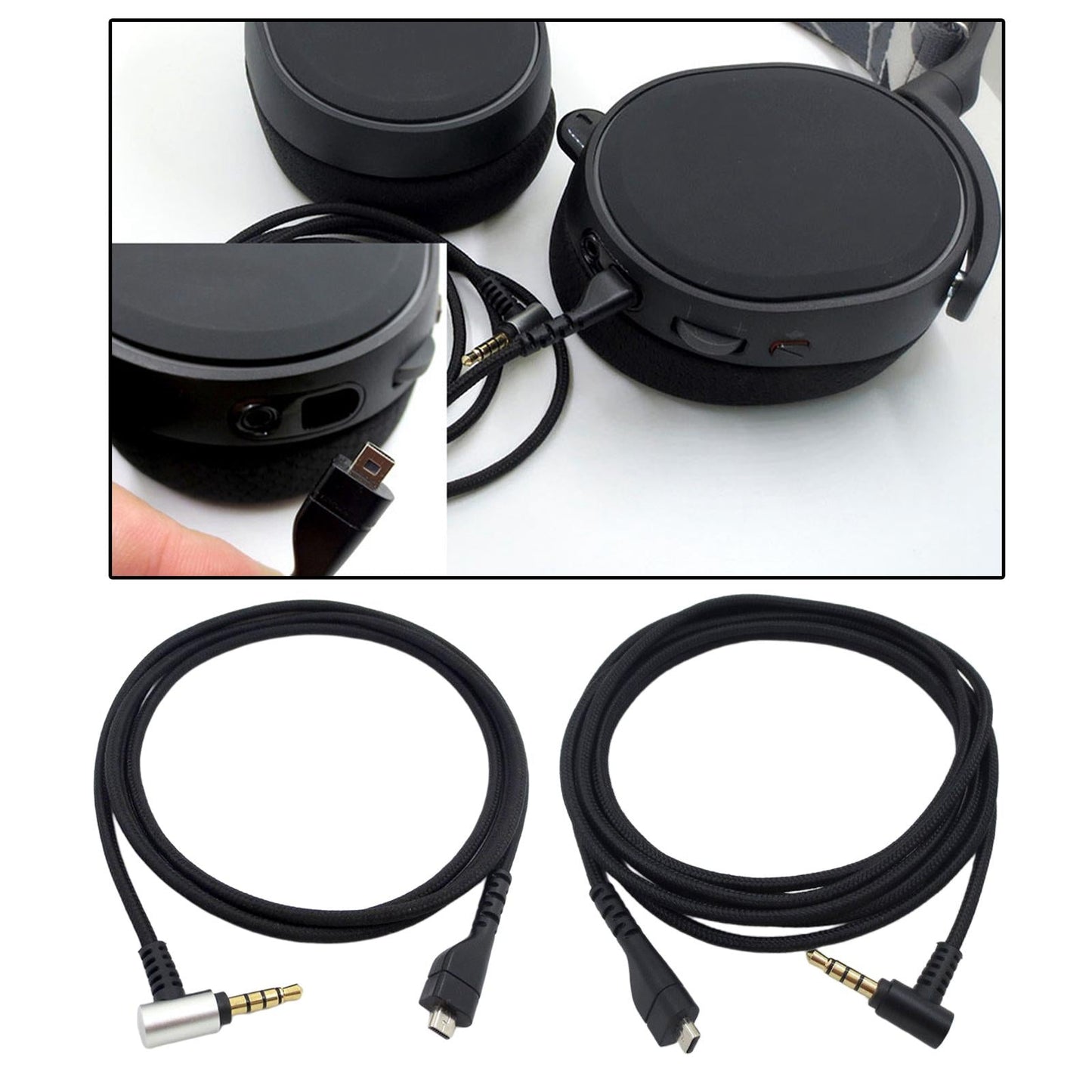 Replacement Audio Cable For SteelSeries Arctis 3 5 7 Pro Silver Plug