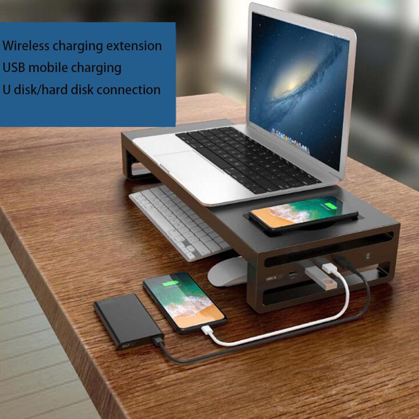 Metal Computer Monitor Stand Computer Riser Support Office Organizers Sturdy
