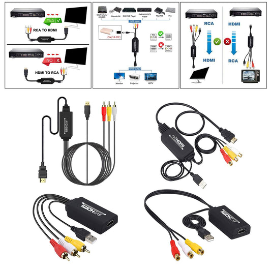3RCA CVBs HDMI to RCA Cable Adapter HDMI to RCA Converter for PC Laptop DVD Type A