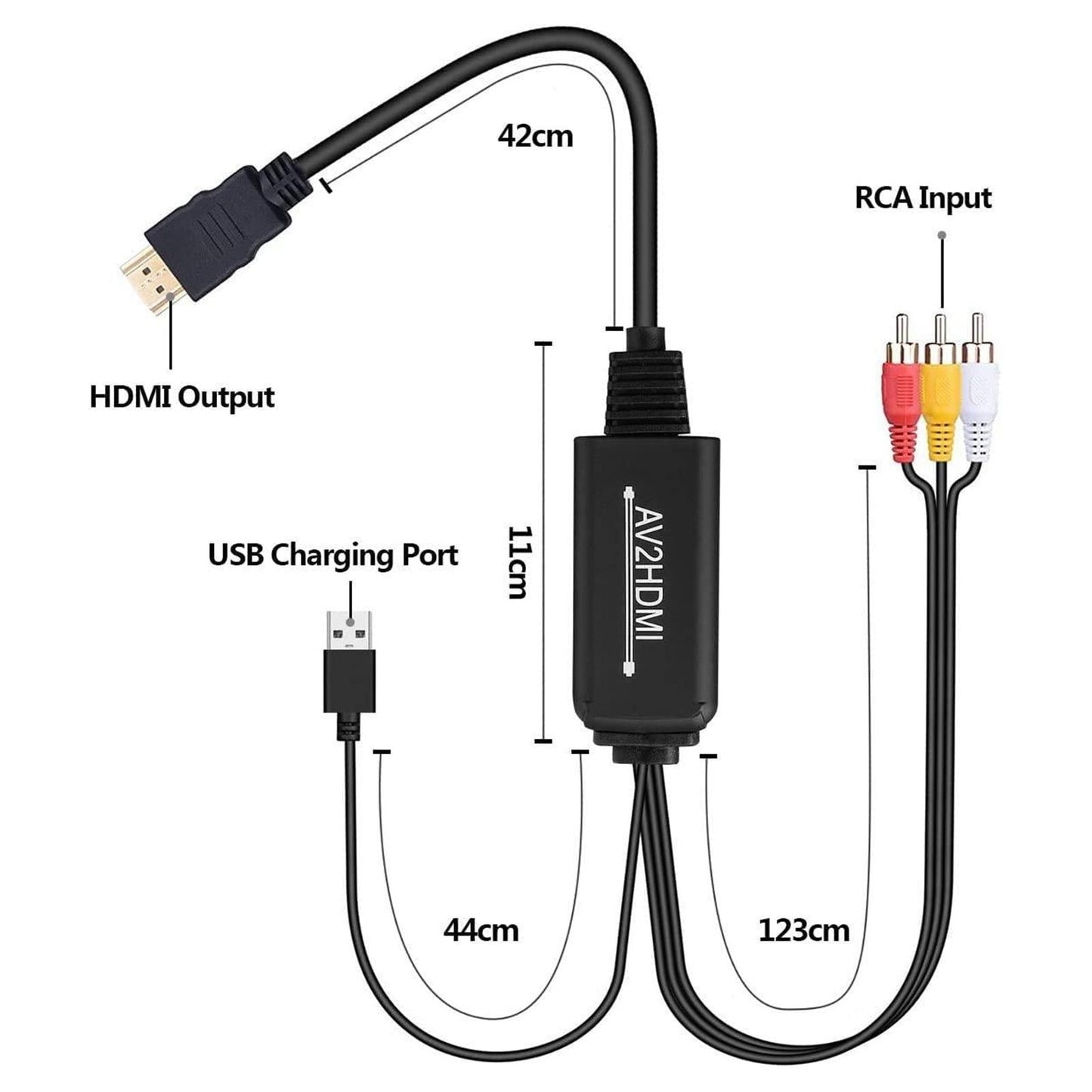 3RCA CVBs HDMI to RCA Cable Adapter HDMI to RCA Converter for PC Laptop DVD Type A