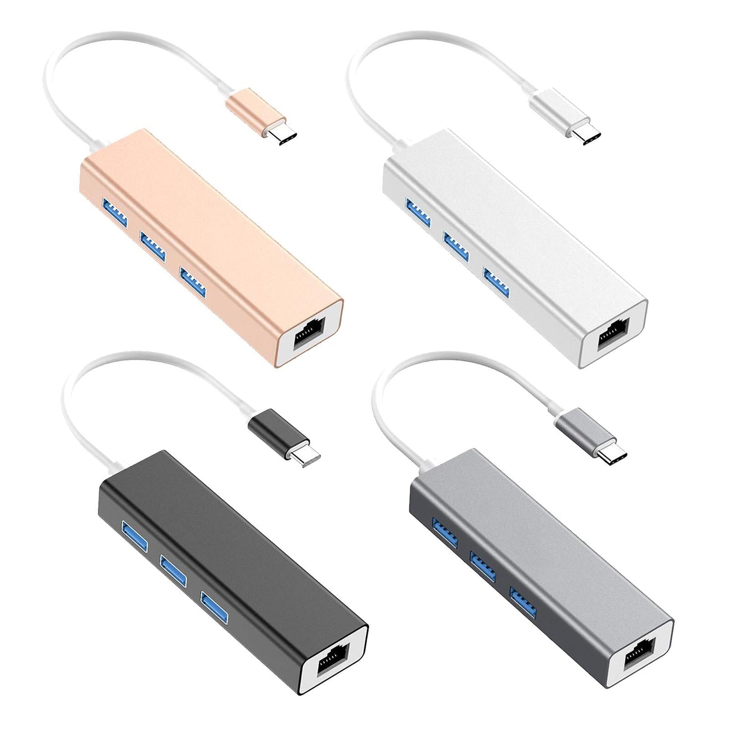 USB C to Ethernet Lan RJ45 Network Adapter Hub USB Converter Silver