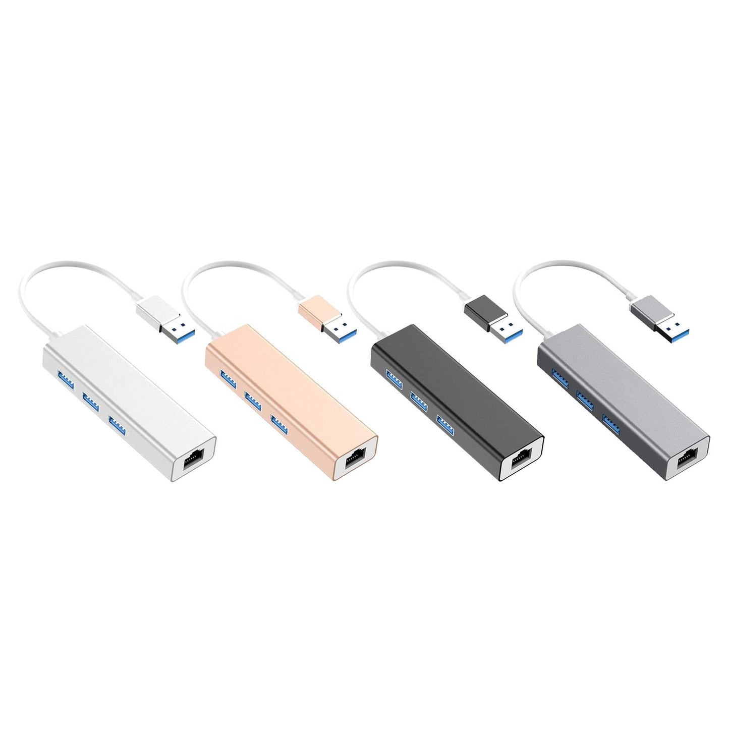 3-Port USB 3.0 Hub with Ethernet Supporting RJ45 10/100Mbps  silver