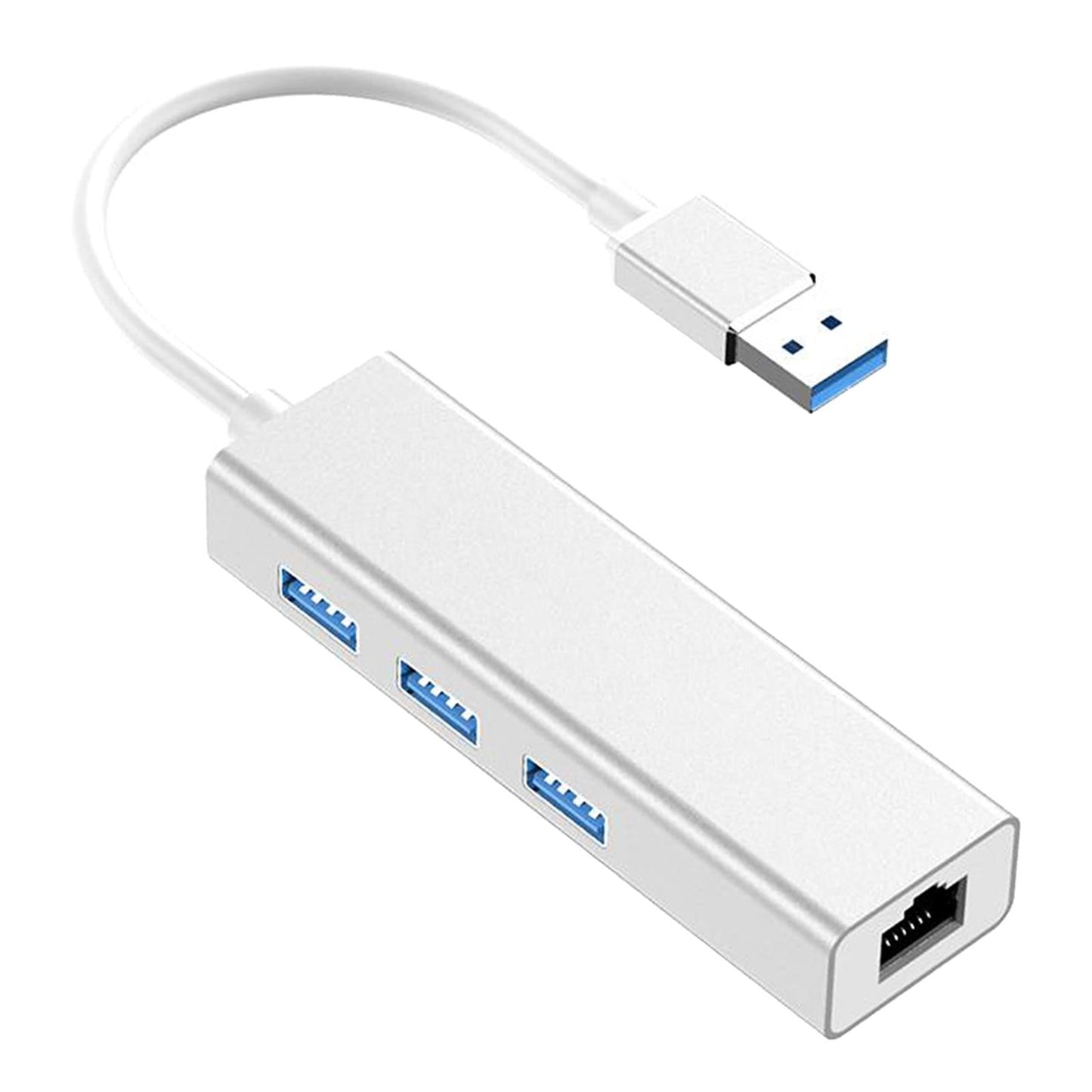3-Port USB 3.0 Hub with Ethernet Supporting RJ45 10/100Mbps  silver