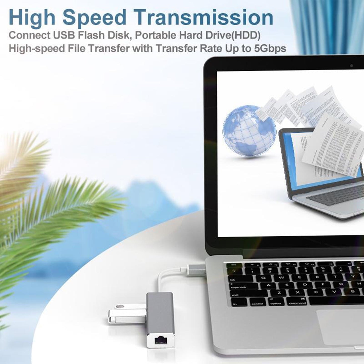 USB 3.0 Gigabit Ethernet Network Adapter 1000Mbps USB Adapter Laptop Grey