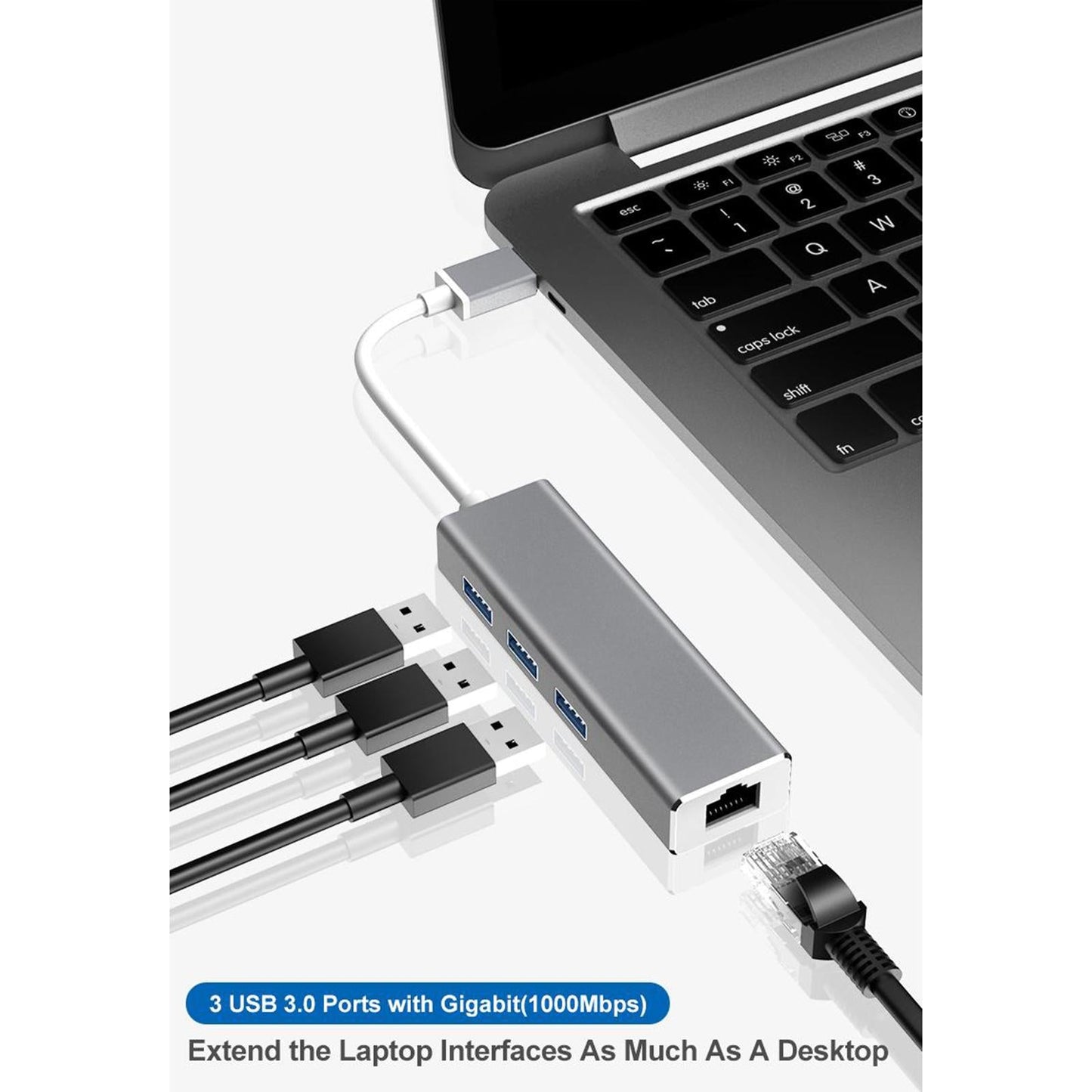 USB 3.0 Gigabit Ethernet Network Adapter 1000Mbps USB Adapter Laptop Grey