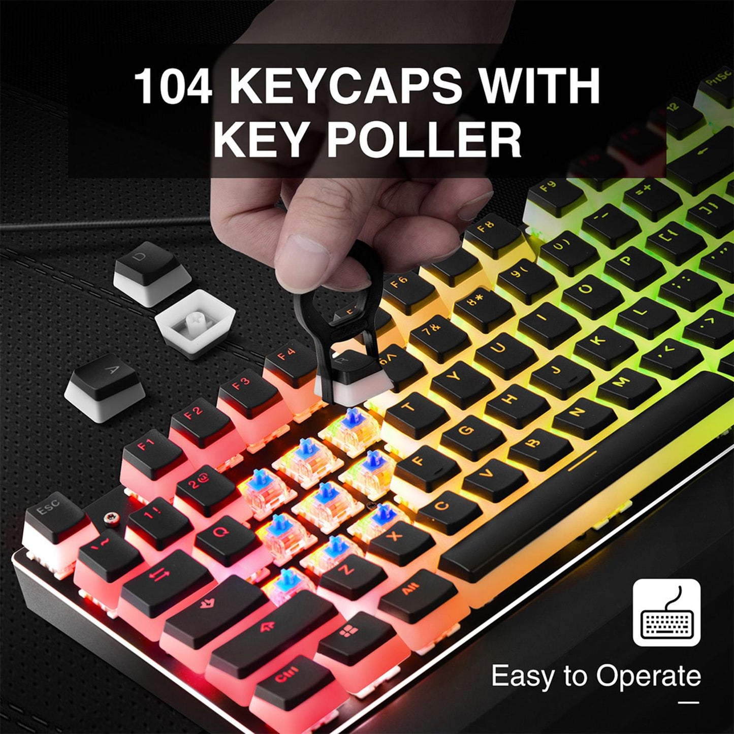 PBT Double Shot Pudding Keycaps 108 Keys Mechanical Keycaps Backlit Key Caps